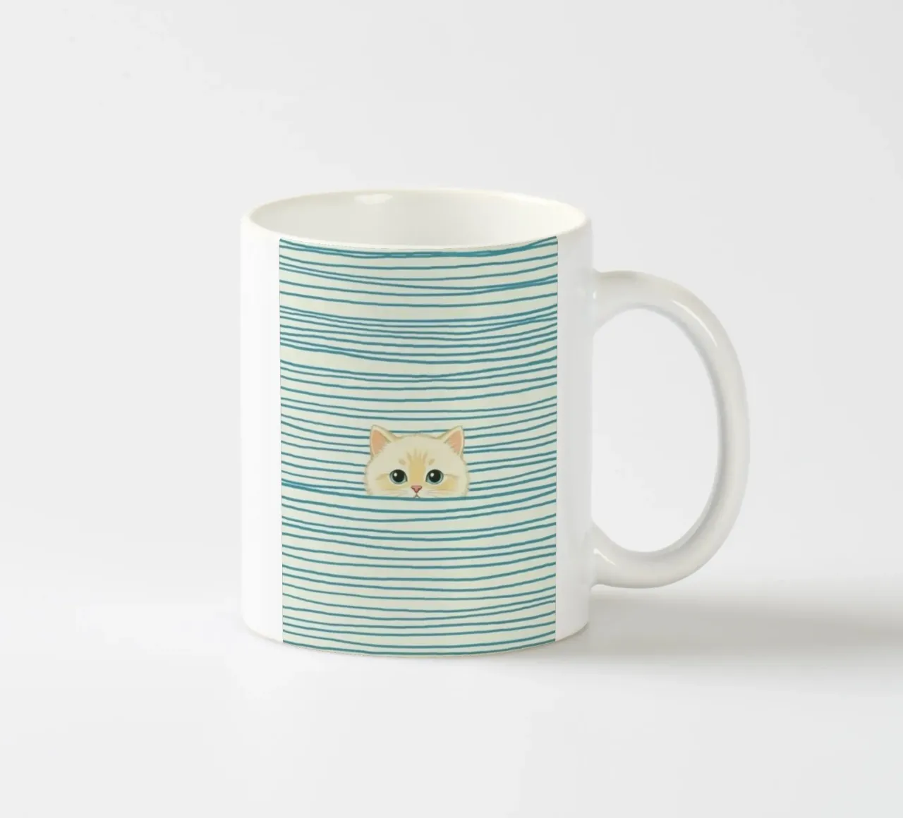 cat in striped line tazza in ceramica da beney