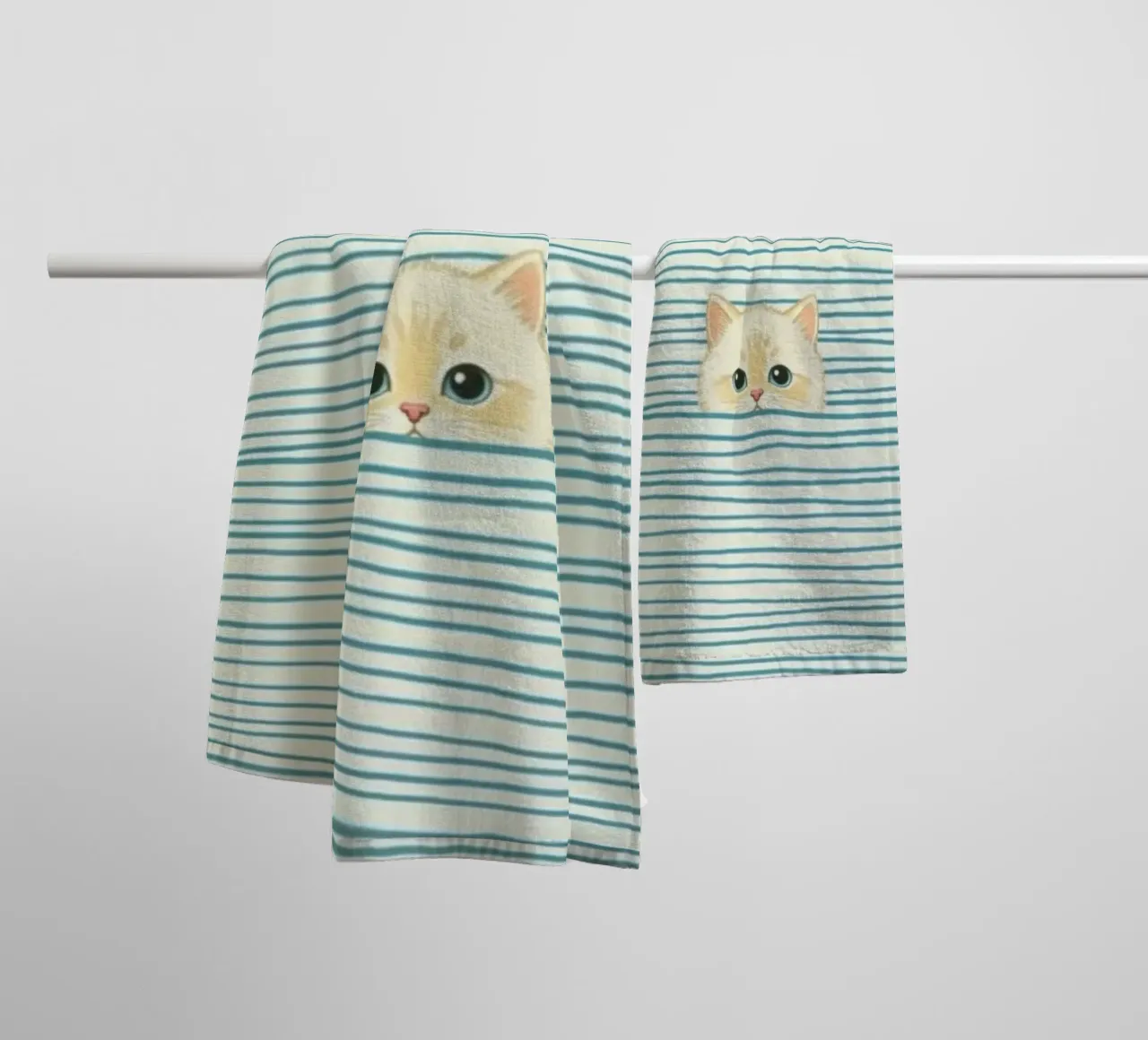 cat in striped line asciugamano da bagno da beney