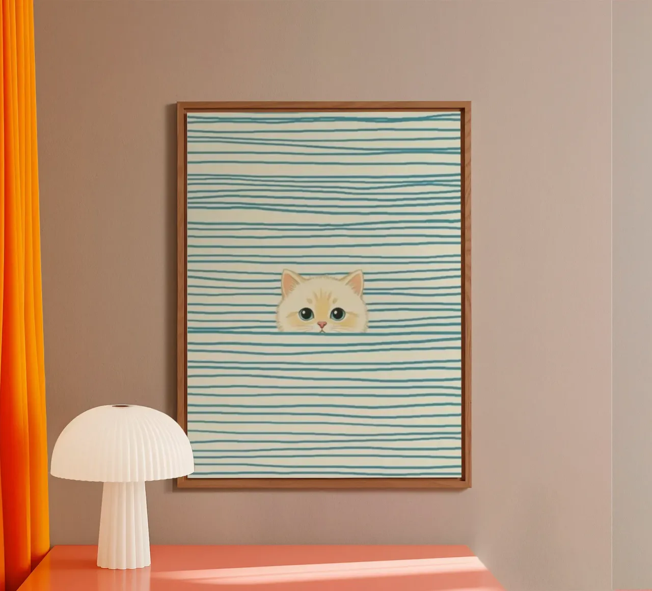 cat in striped line alluminio dibond da beney