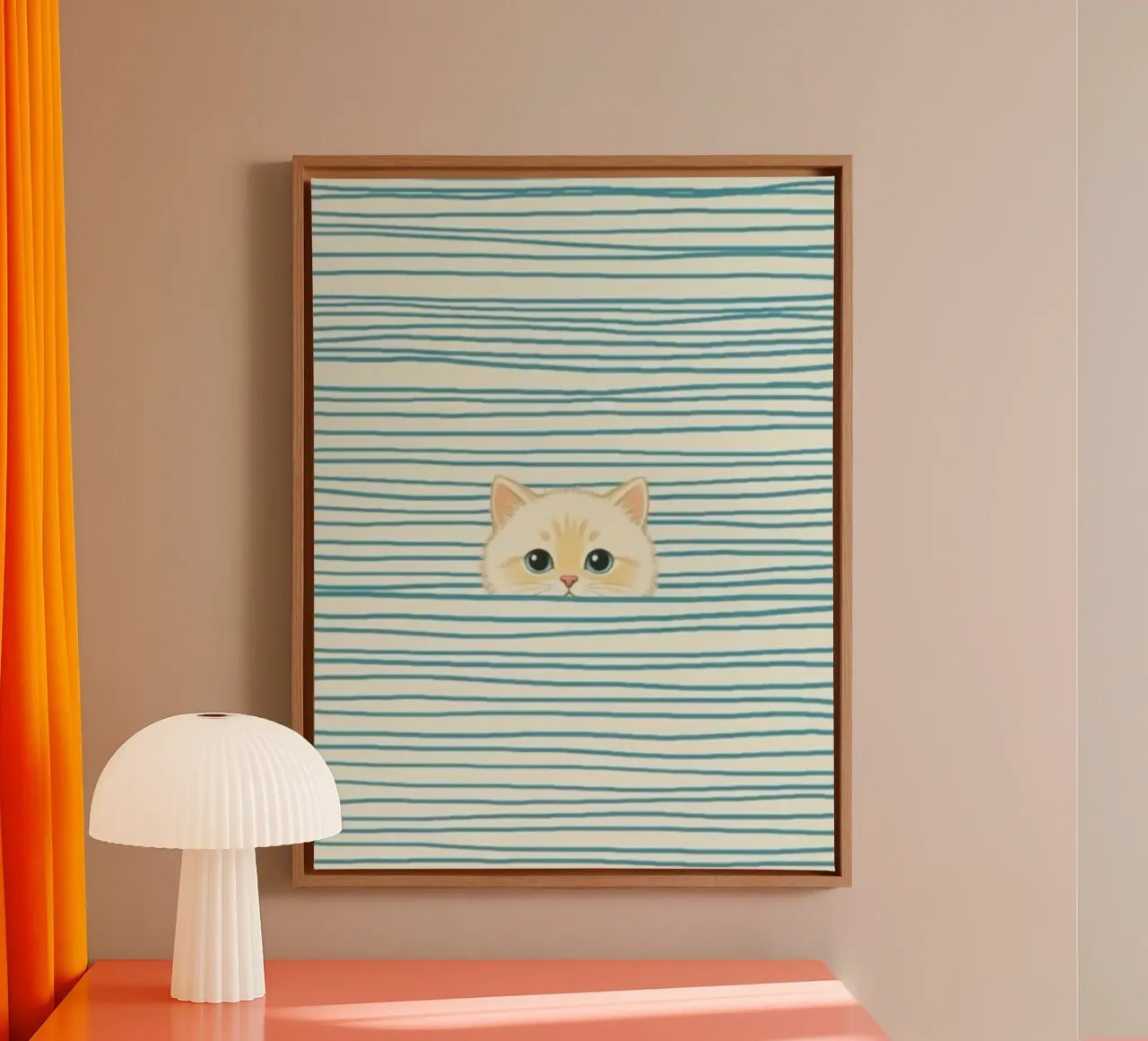 cat in striped line tela da beney