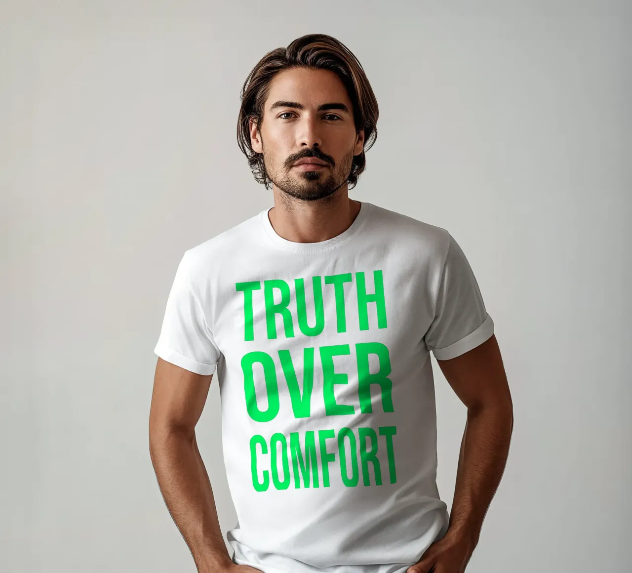 OVER series- bold letters, brave values (5 colors) t-shirt da FRICKE DESIGN