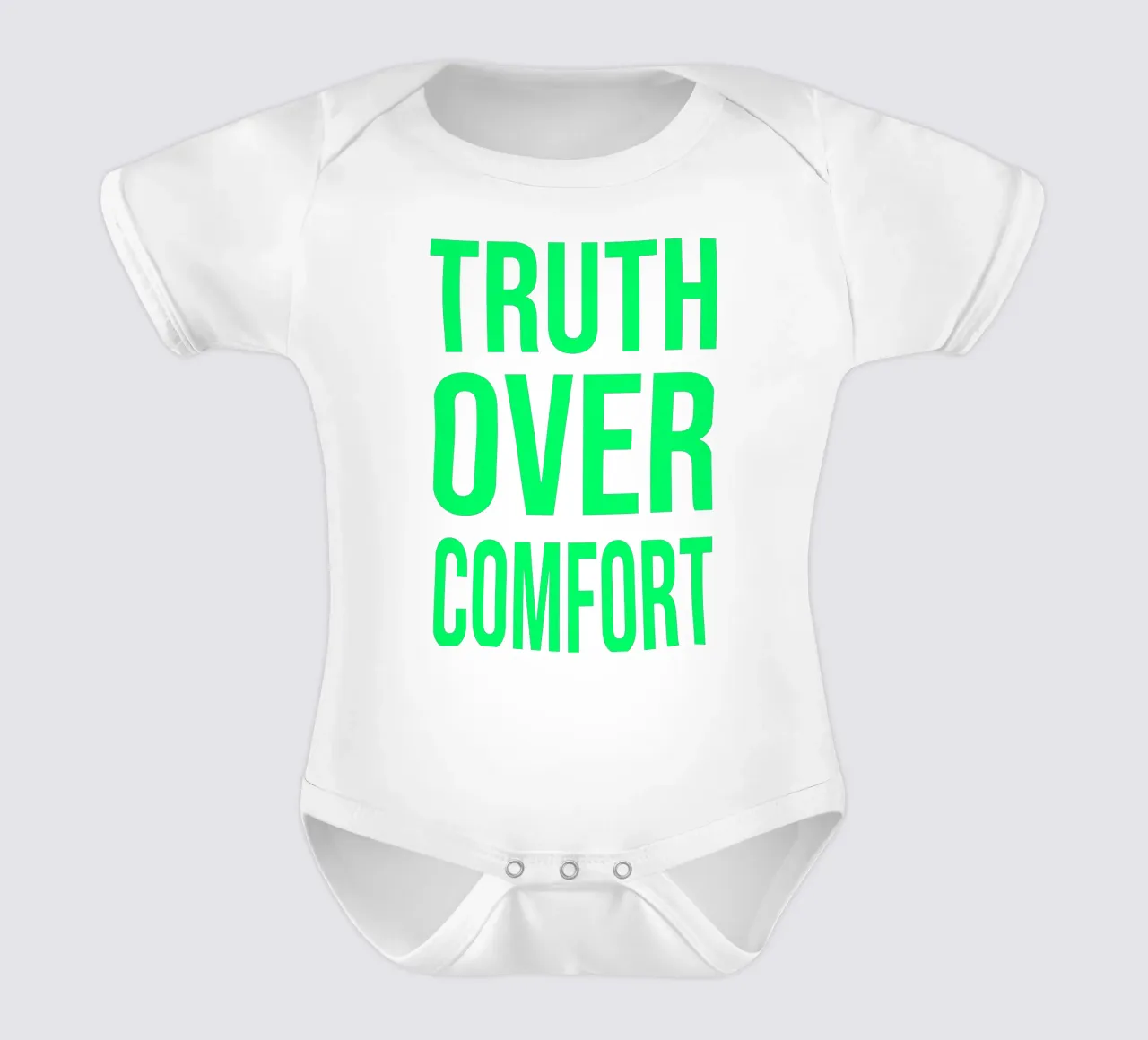 OVER series- bold letters, brave values (5 colors) body neonato maniche corte da FRICKE DESIGN