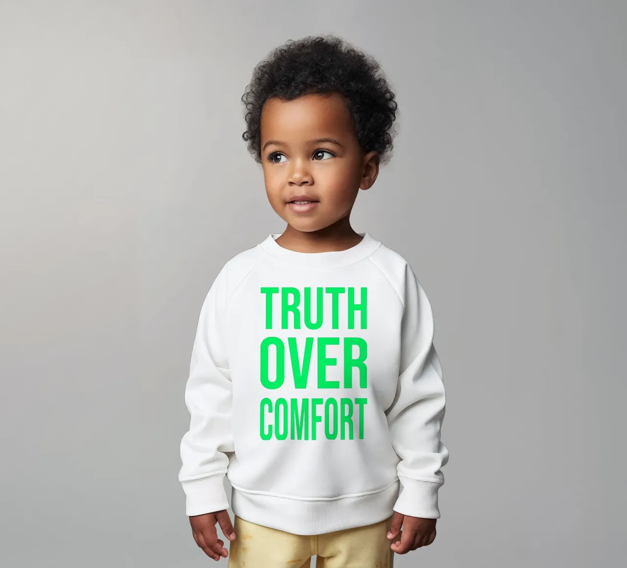 OVER series- bold letters, brave values (5 colors) felpa neonato da FRICKE DESIGN