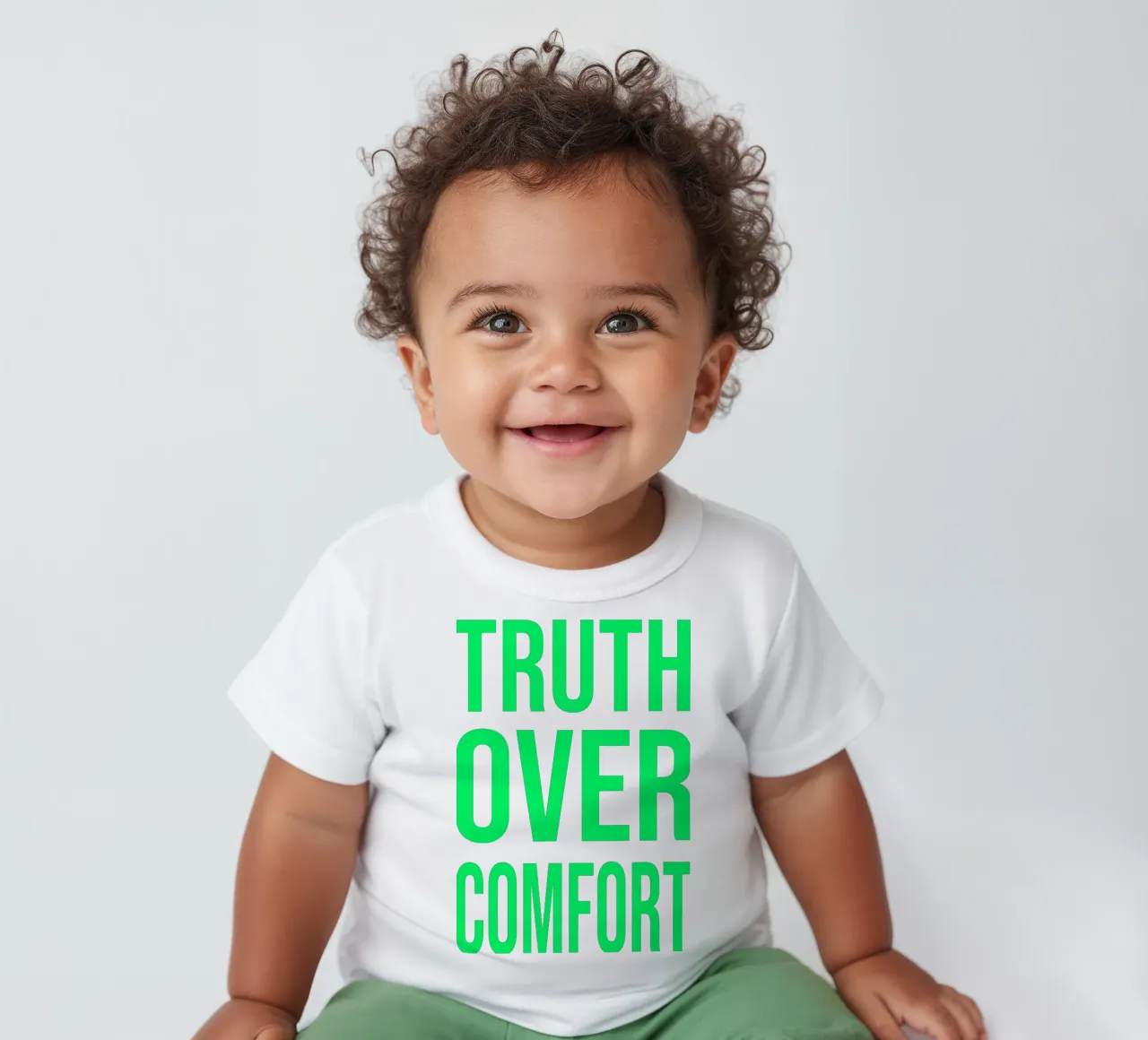 OVER series- bold letters, brave values (5 colors) maglietta neonato da FRICKE DESIGN