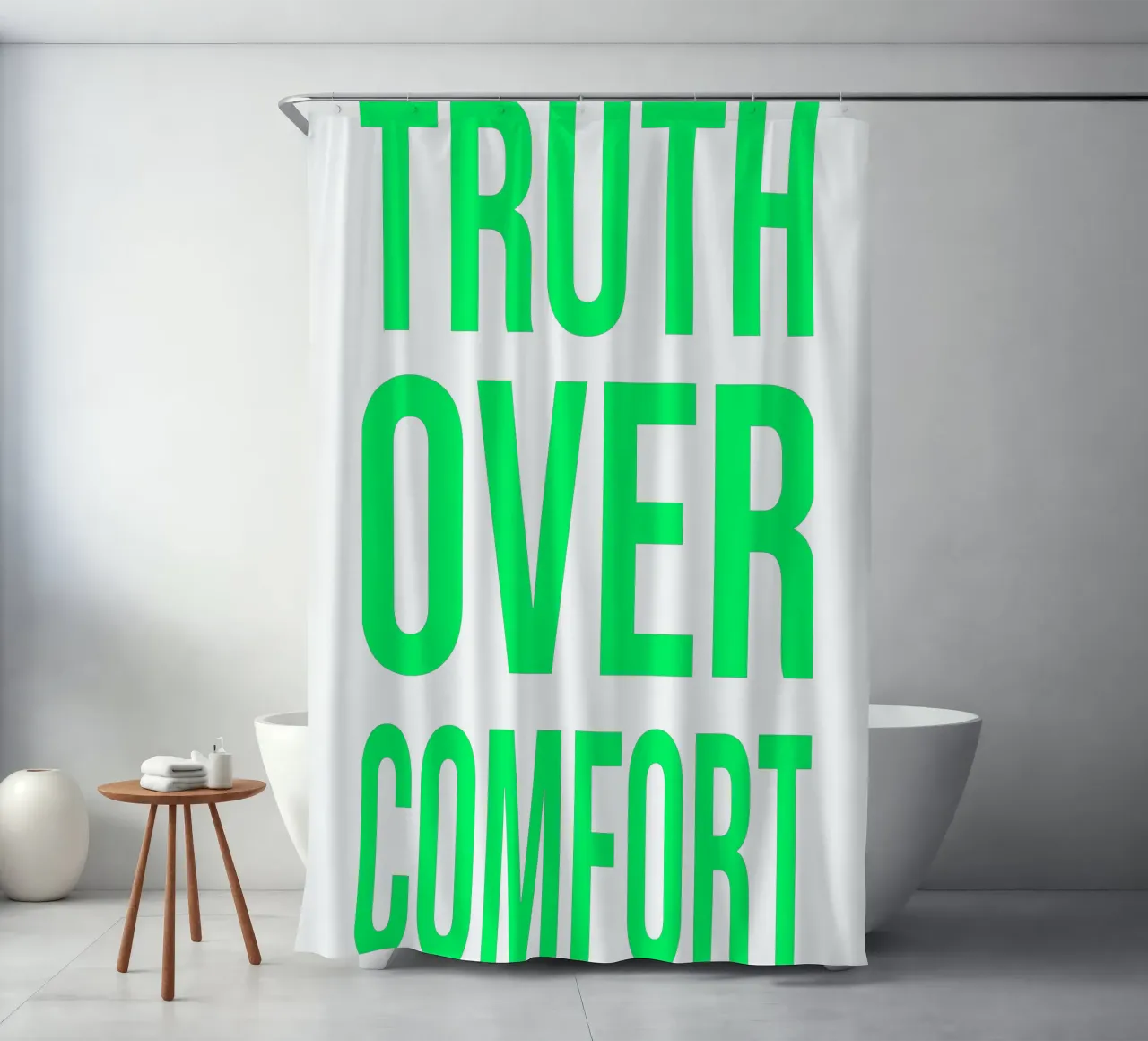 OVER series- bold letters, brave values (5 colors) tenda da doccia da FRICKE DESIGN