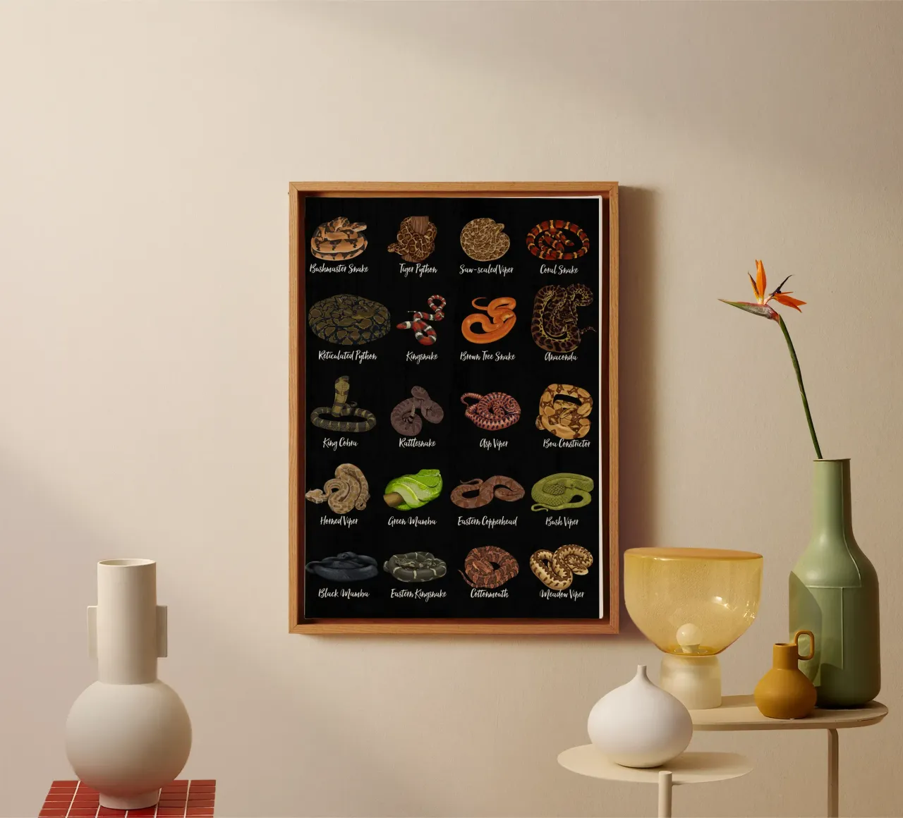 Snake species of the world in a strong overview canvas by pixelbull - medieval art and more