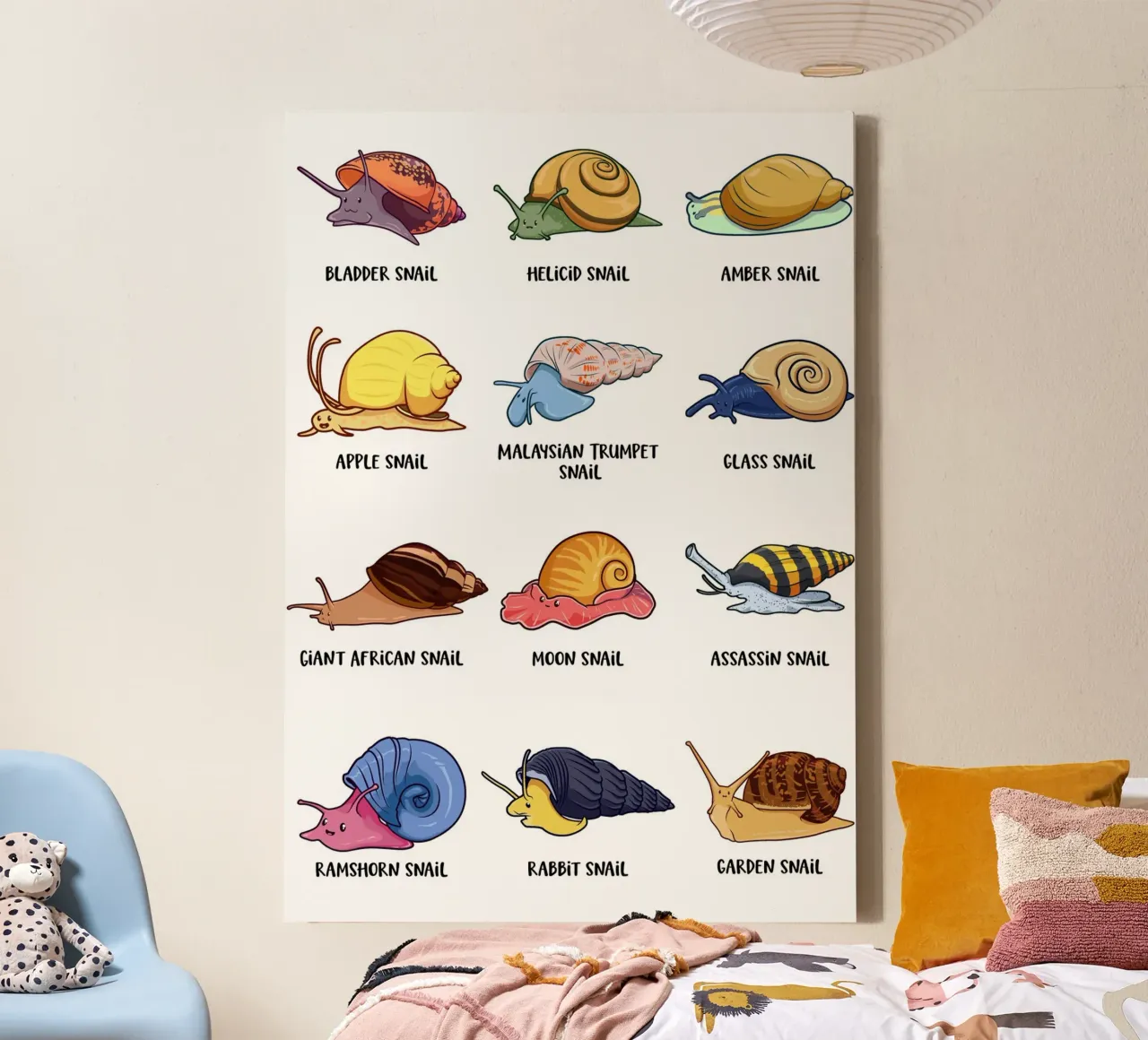 Specie di lumache stilizzate in una varietà colorata tela da pixelbull - medieval art and more