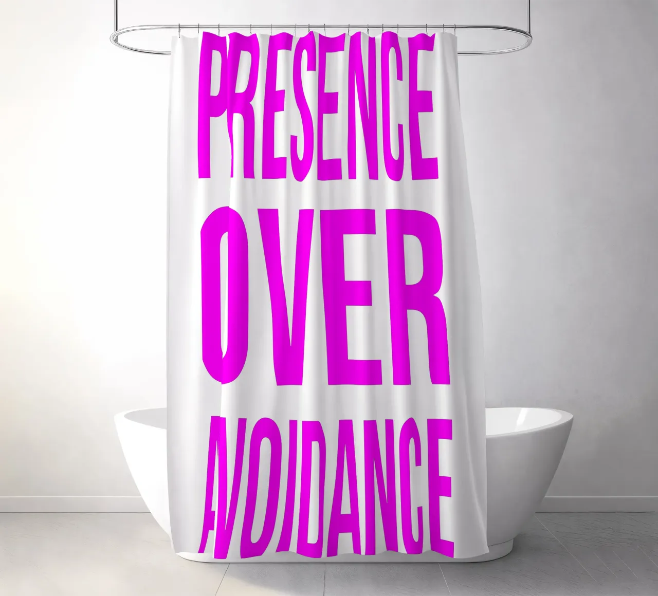 OVER series- bold letters, brave values (5 colors) tenda da doccia da FRICKE DESIGN