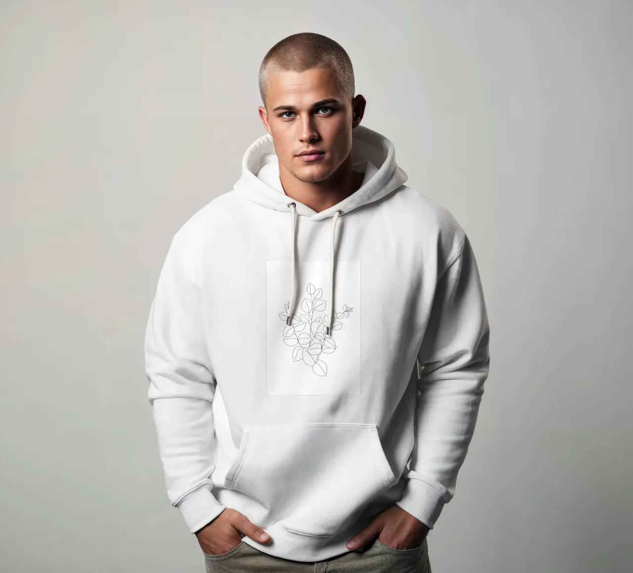 Minimalistic Eucalyptus Line Art felpa con cappuccio da Nadjaa