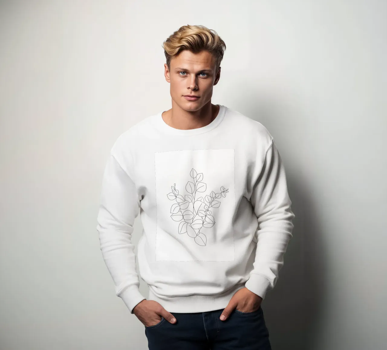 Minimalistic Eucalyptus Line Art felpa da Nadjaa