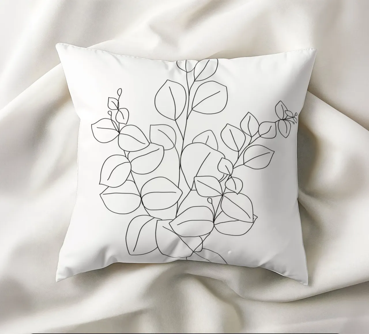 Minimalistic Eucalyptus Line Art cuscino da Nadjaa