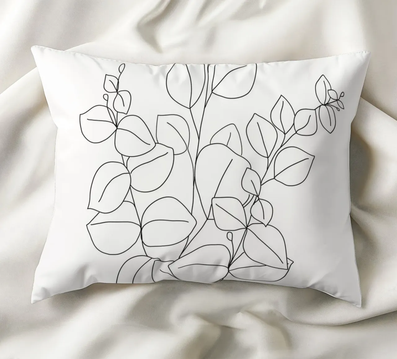 Minimalistic Eucalyptus Line Art cuscino da Nadjaa