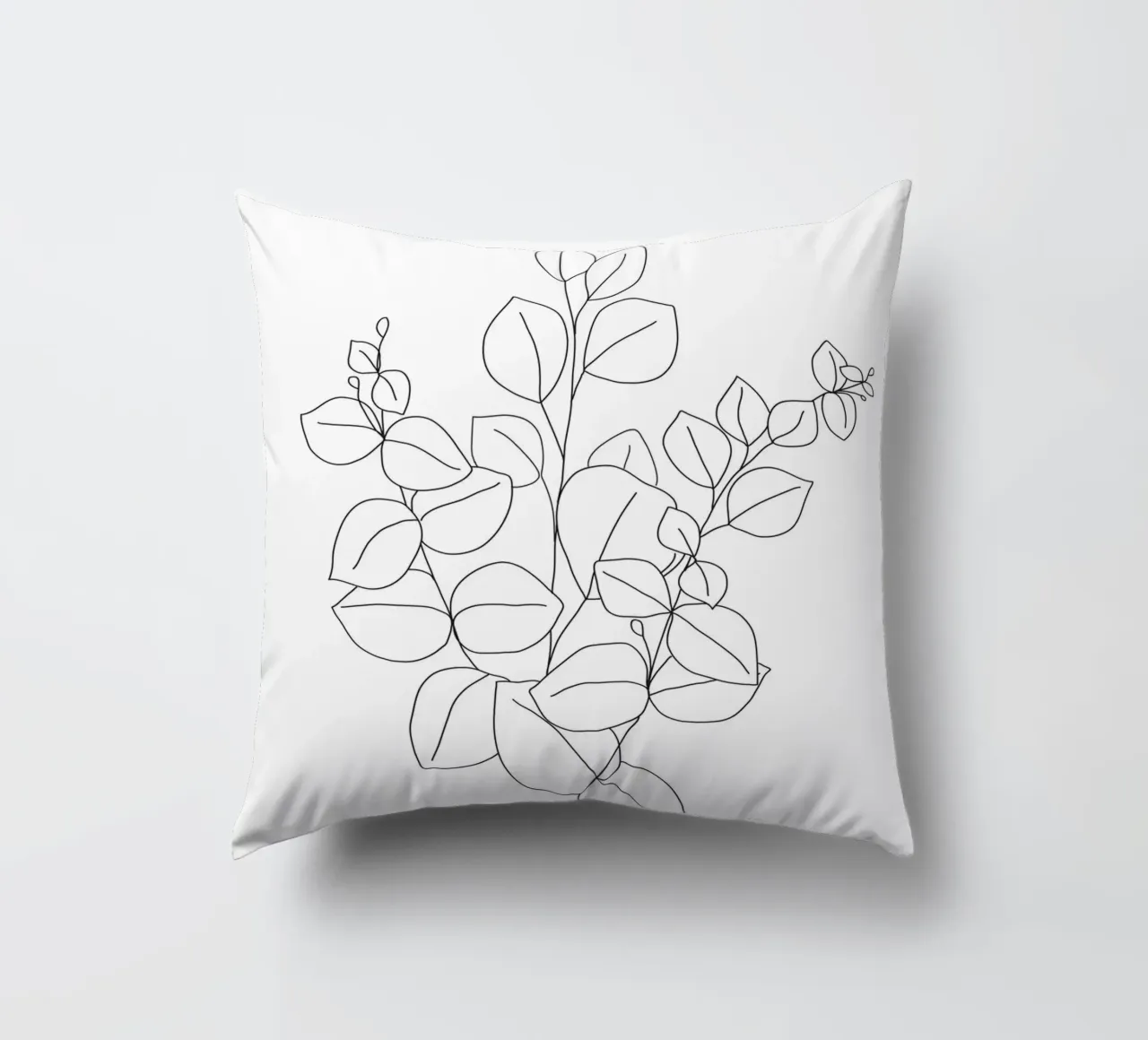 Minimalistic Eucalyptus Line Art cuscino da Nadjaa