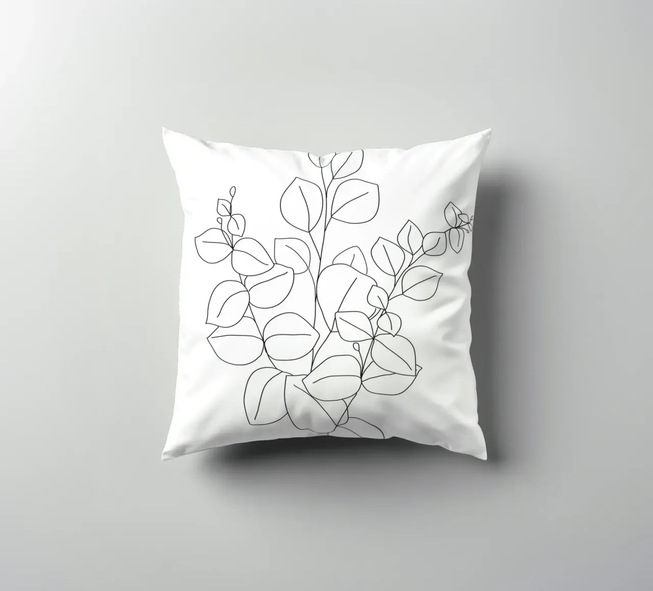 Minimalistic Eucalyptus Line Art cuscino da Nadjaa