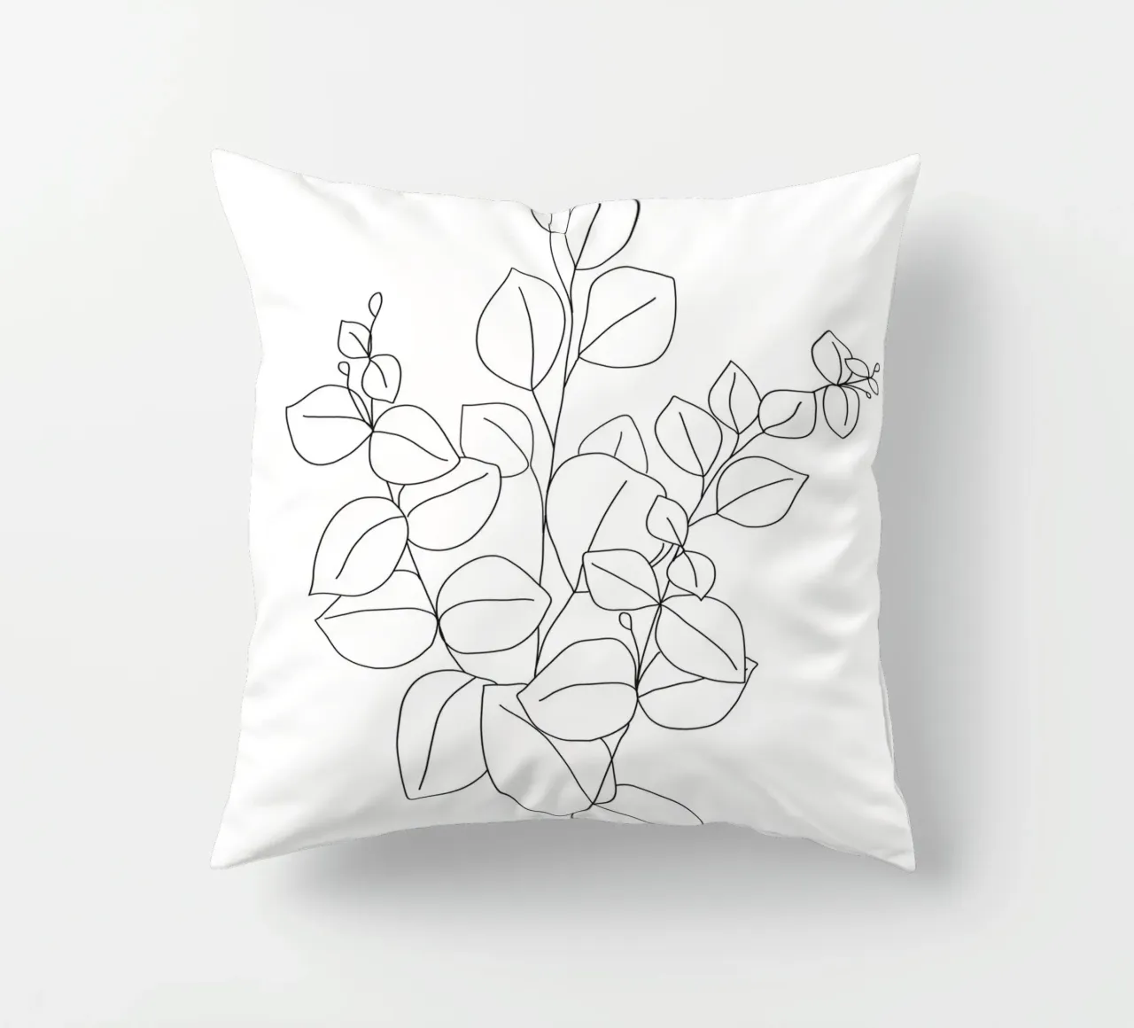Minimalistic Eucalyptus Line Art cuscino da Nadjaa