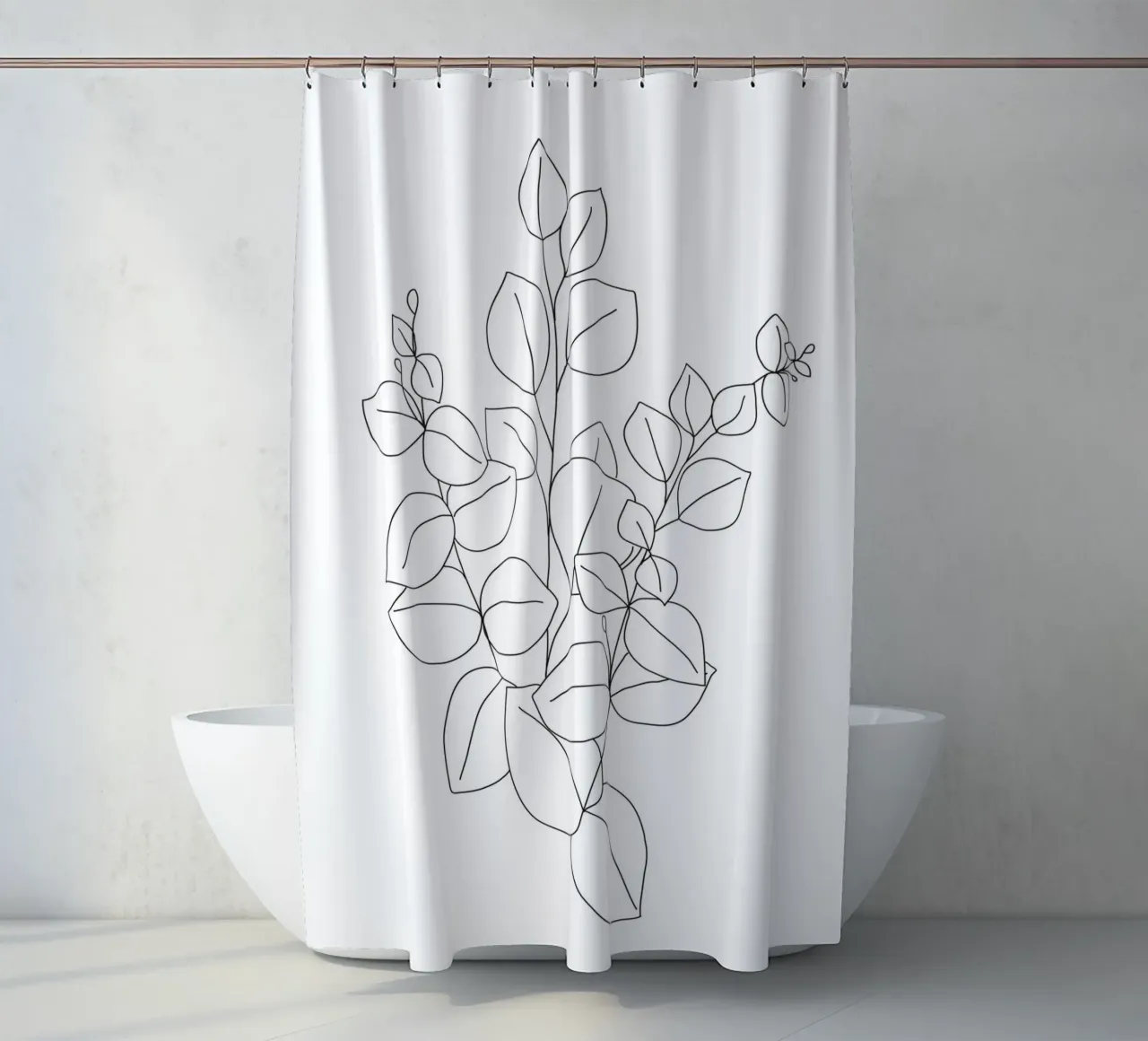 Minimalistic Eucalyptus Line Art tenda da doccia da Nadjaa