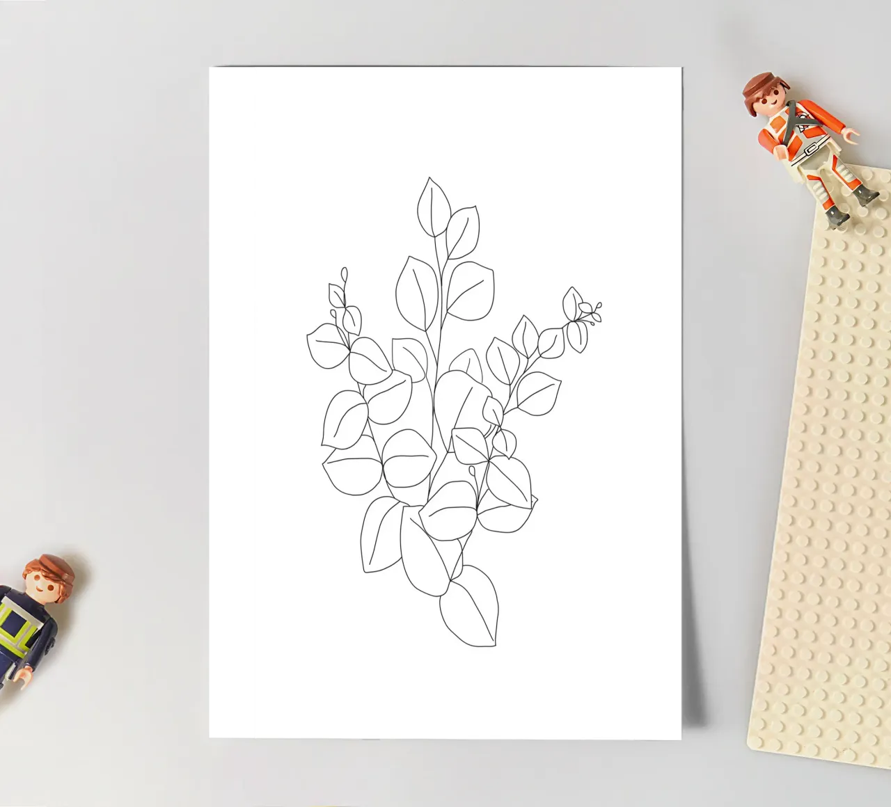 Minimalistic Eucalyptus Line Art foglio adesivo da Nadjaa