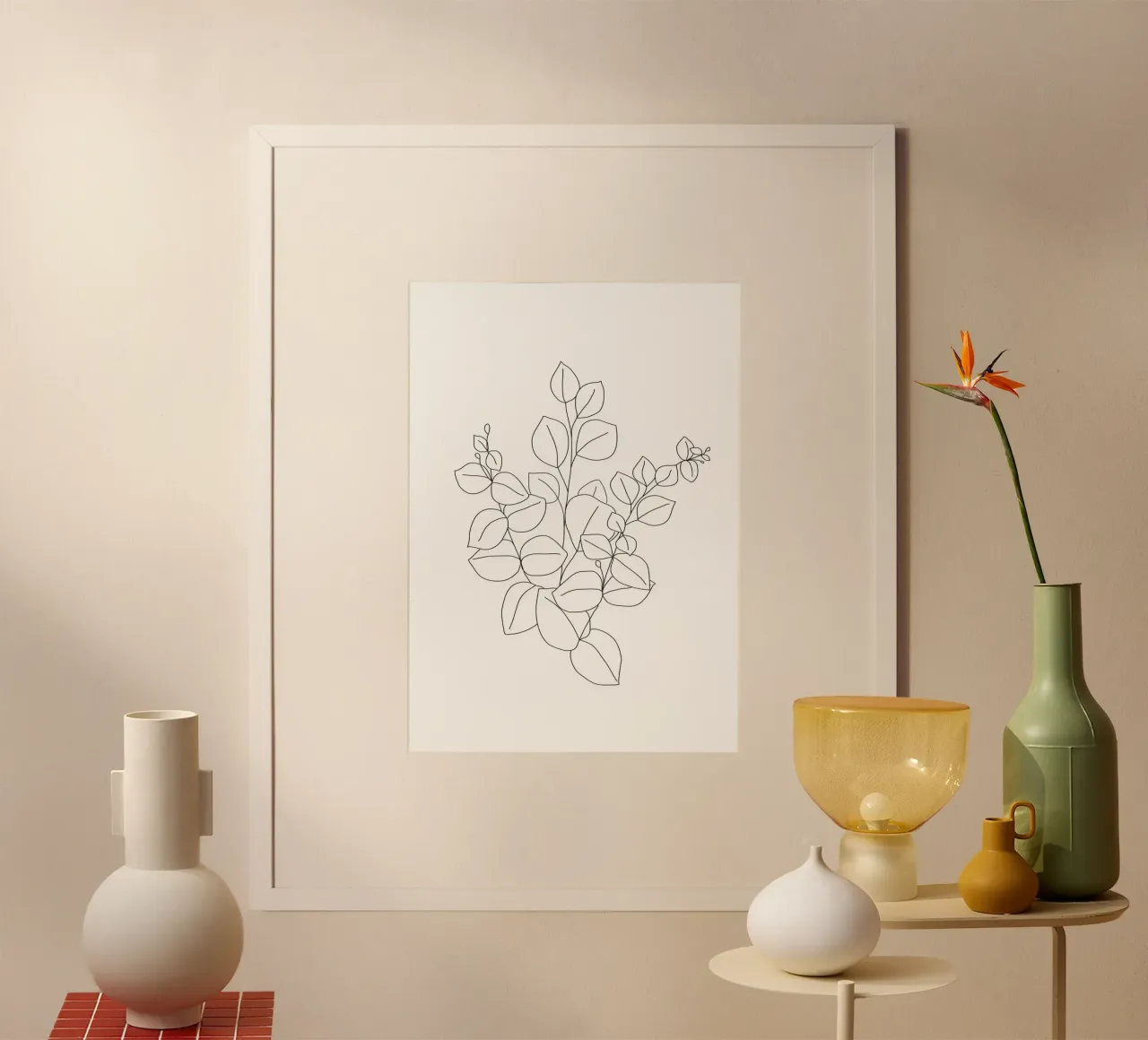 Minimalistic Eucalyptus Line Art carta hahnemühle da Nadjaa