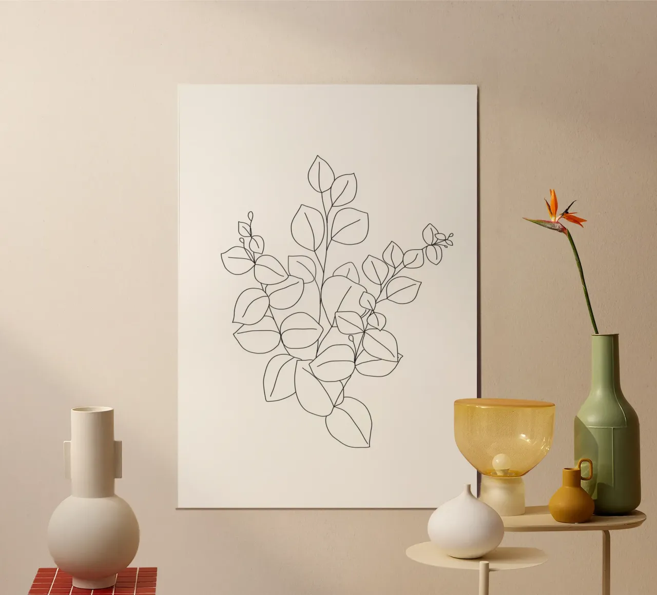 Minimalistic Eucalyptus Line Art carta hahnemühle da Nadjaa