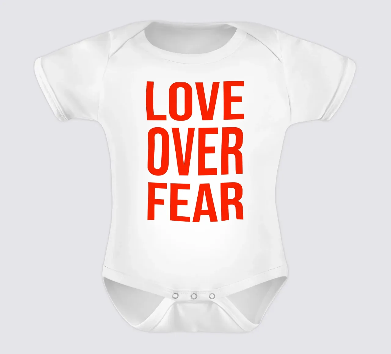 OVER series- bold letters, brave values (5 colors) body neonato maniche corte da FRICKE DESIGN