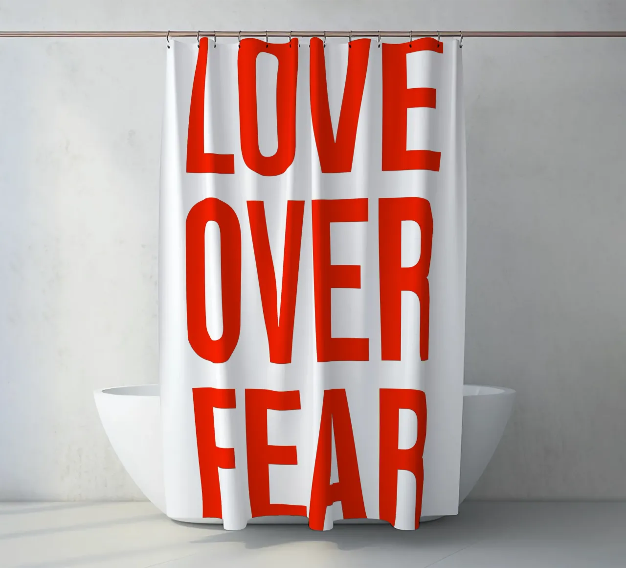OVER series- bold letters, brave values (5 colors) tenda da doccia da FRICKE DESIGN