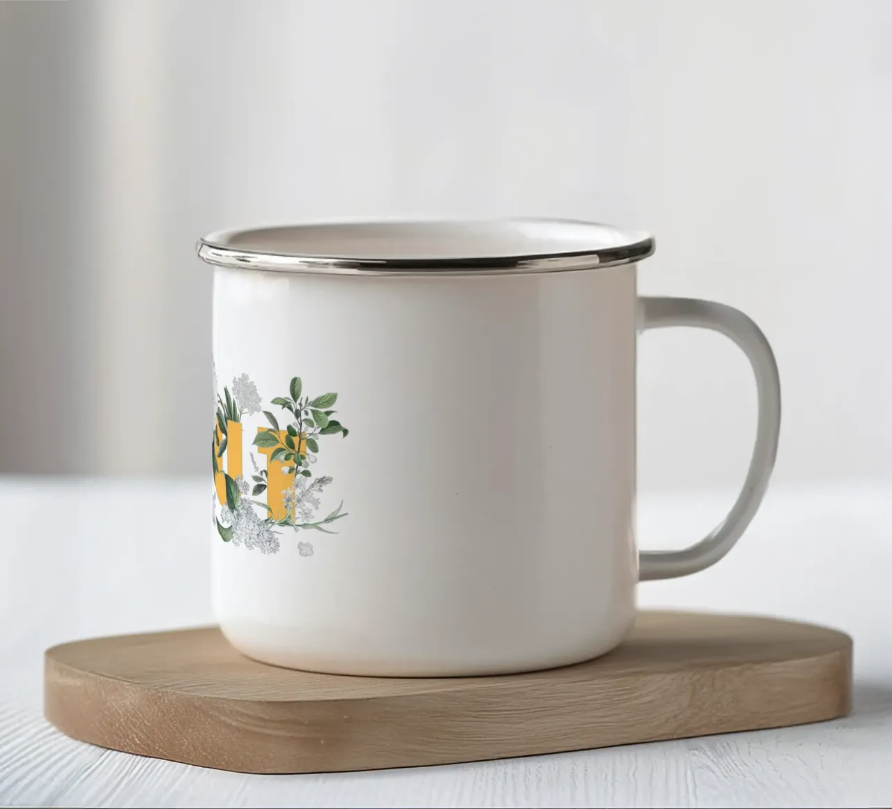 Salute Fiori e Insetti Giallo Bianco tazza in smalto da Studio Frances M