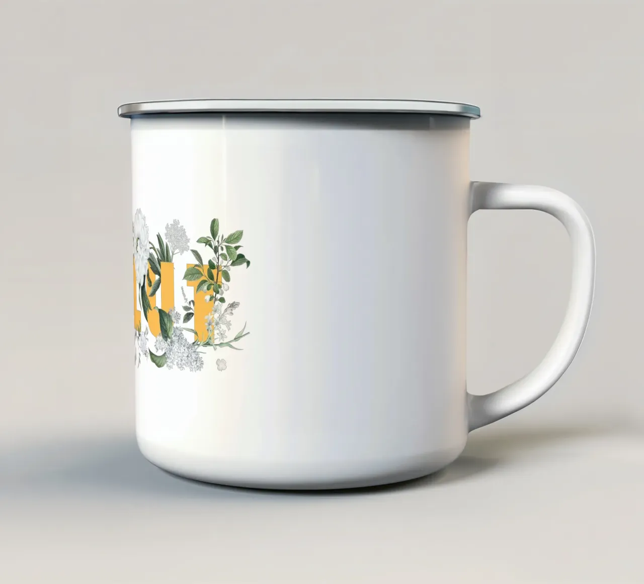 Salute Fiori e Insetti Giallo Bianco tazza in smalto da Studio Frances M