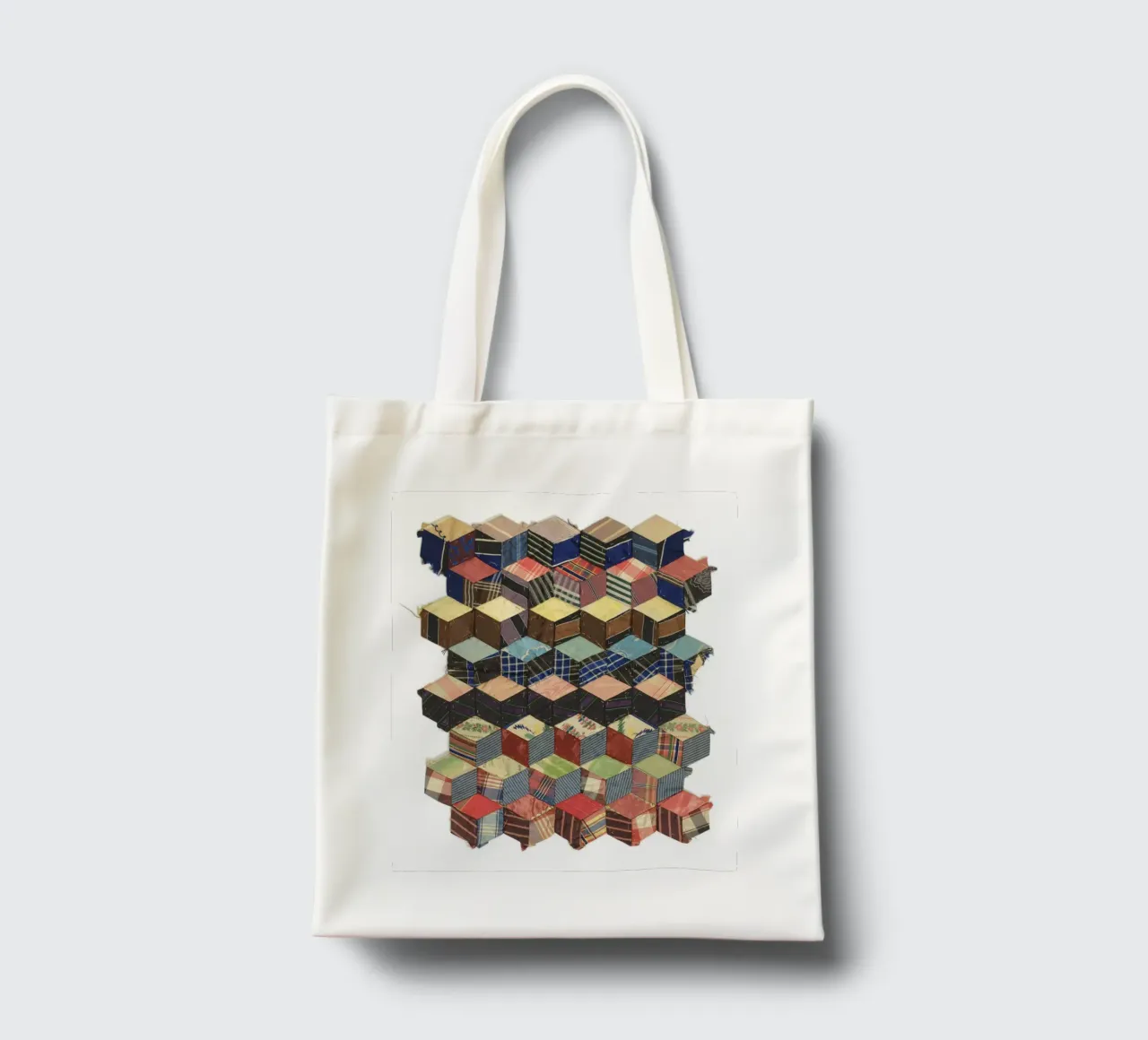 Tumbling Blocks borsa in juta da vintageshop
