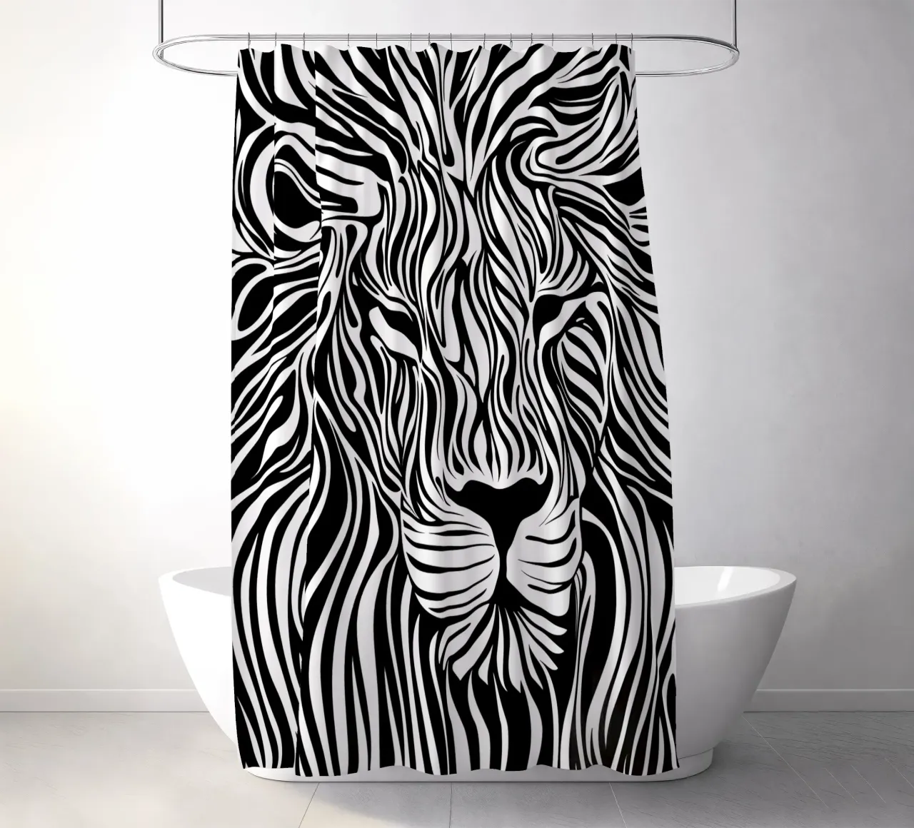 Leeuwenlijn Kunst | Op-Art Ontwerp douchegordijn van Autofocus