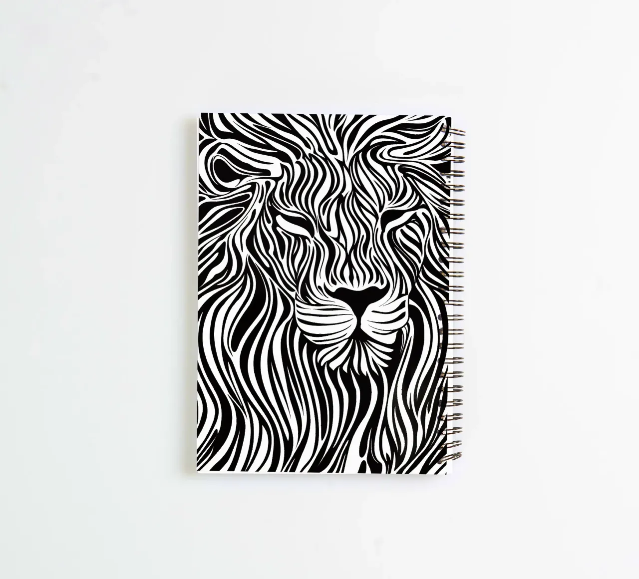Lion Line Art | Op-Art Design spiral notebook by Autofocus