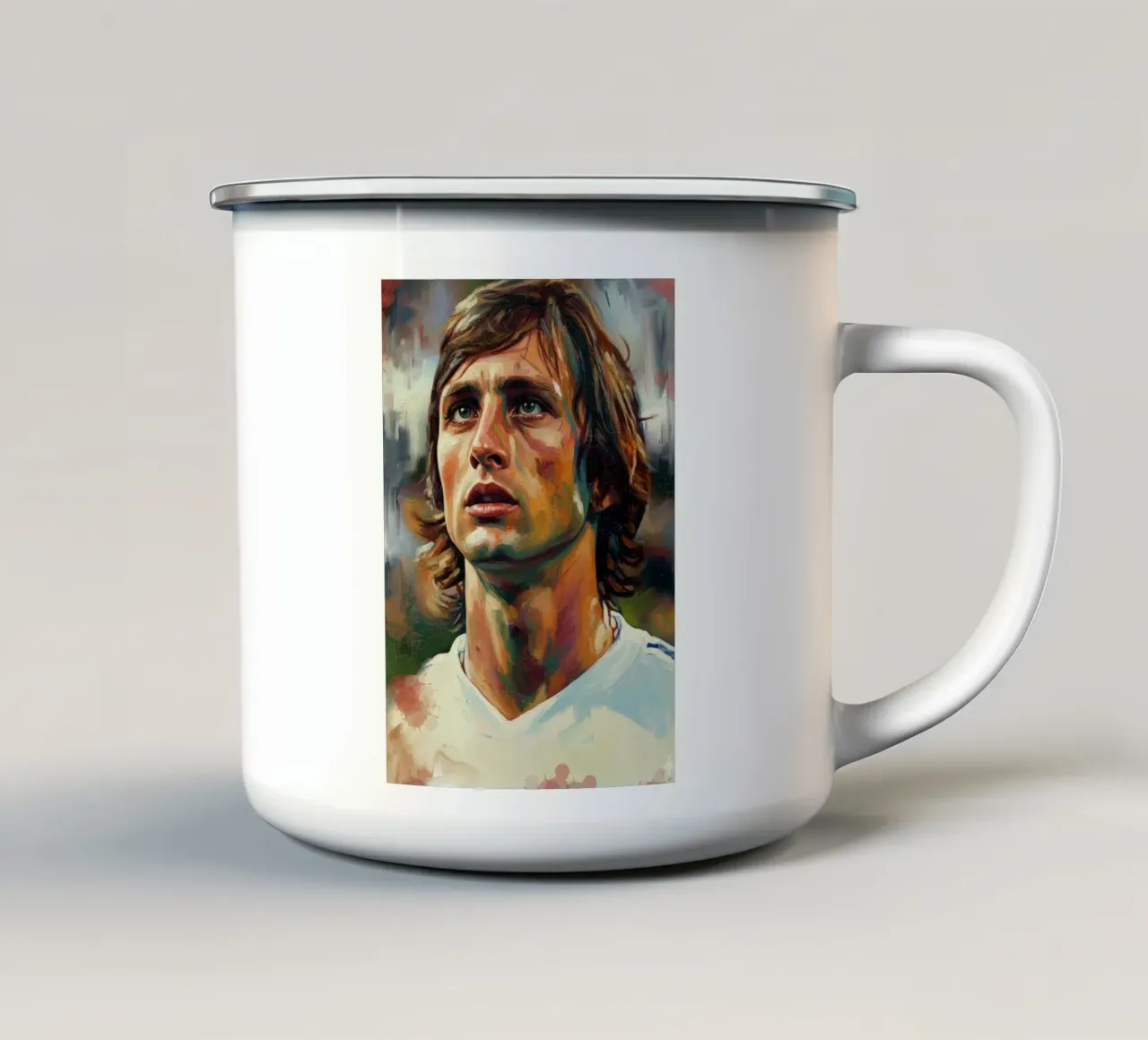Johan Cruyff abstracte kunst emaille mok van Lembayung art