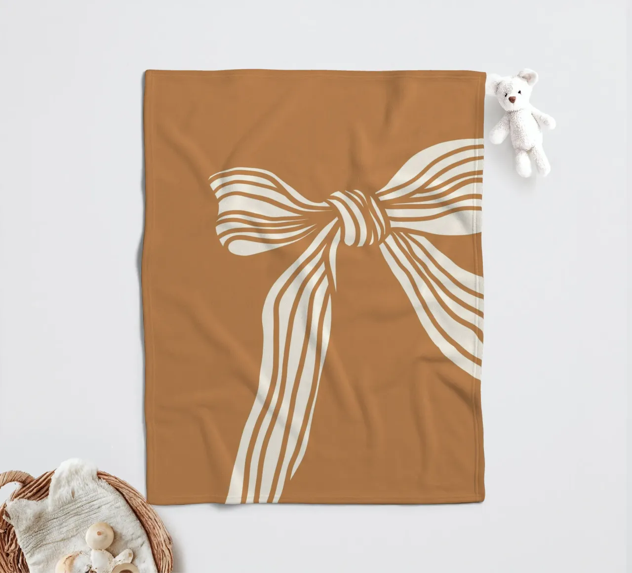 White bow on taupe coperta in pile da TijanaArtStudio88