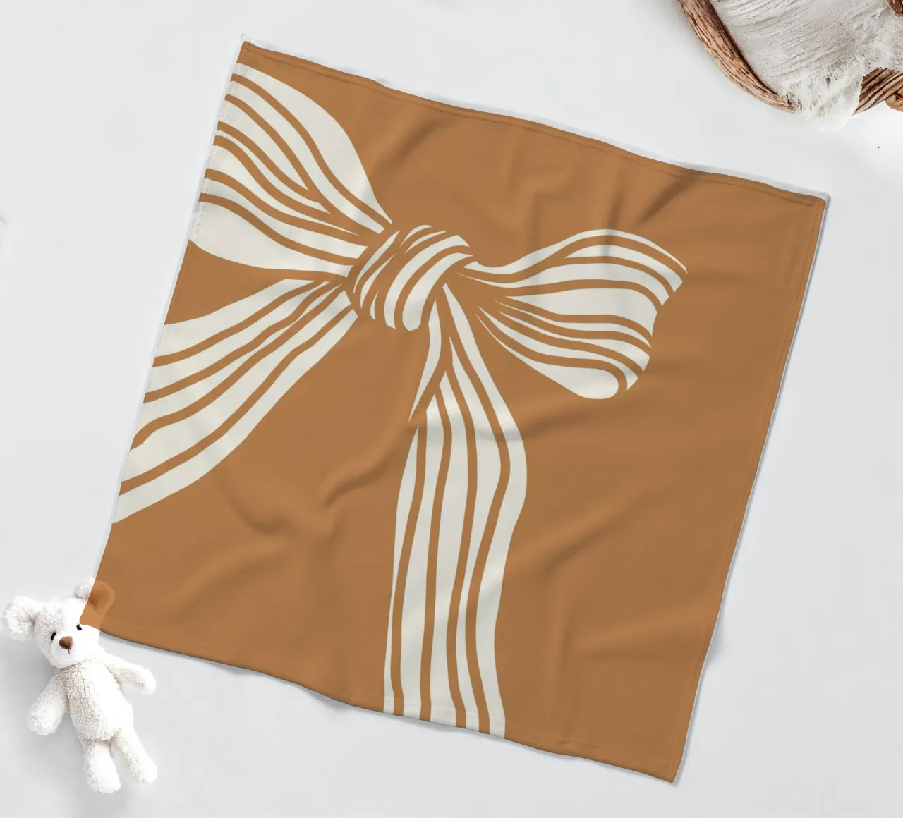 White bow on taupe coperta in pile da TijanaArtStudio88