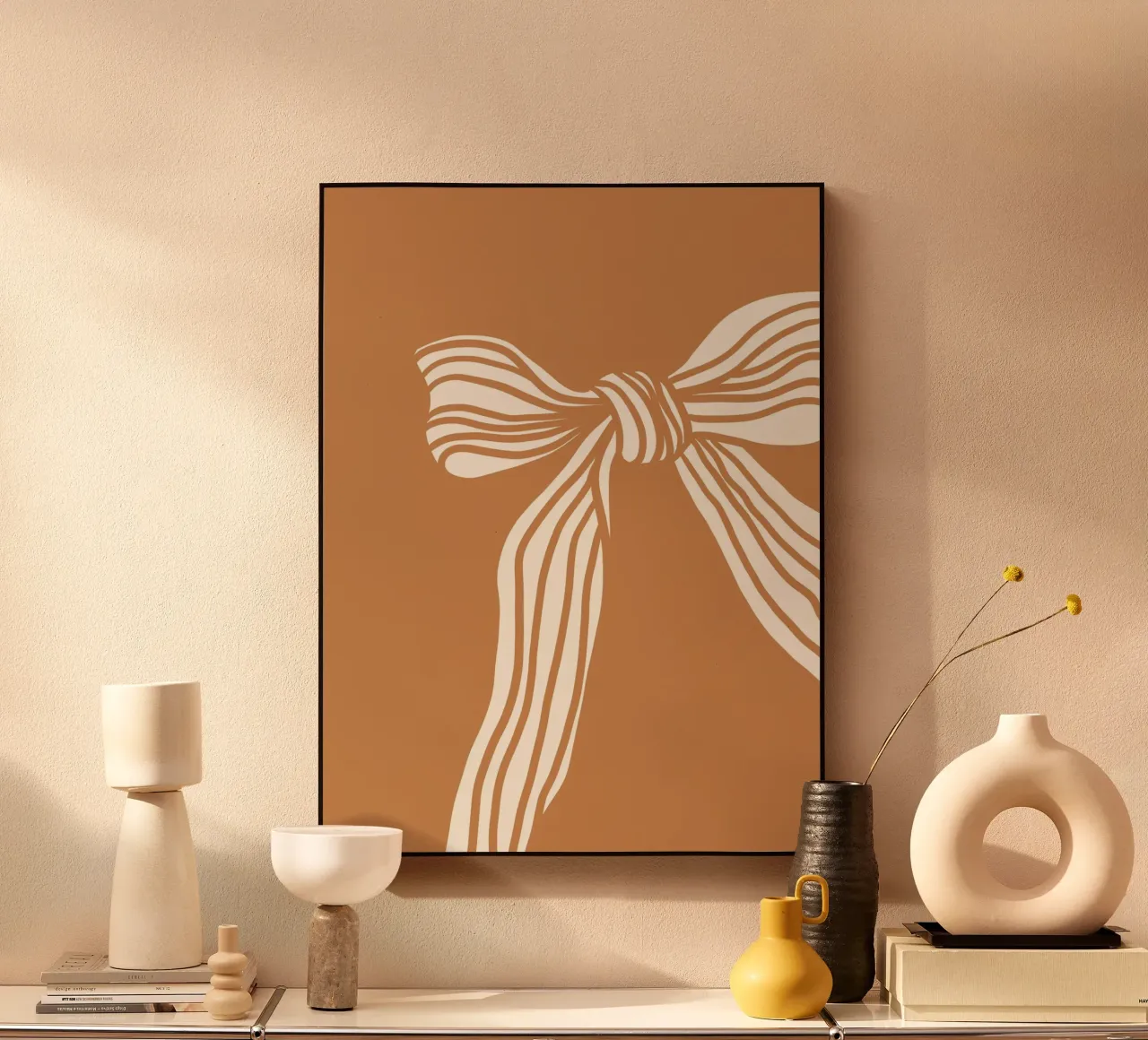 White bow on taupe alluminio dibond da TijanaArtStudio88