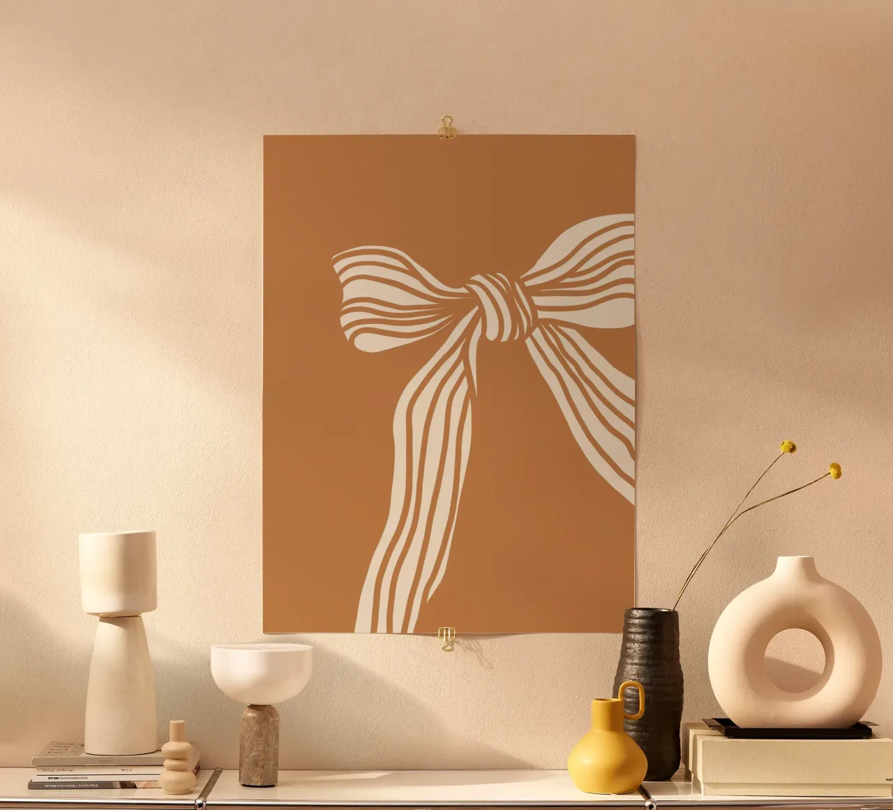 White bow on taupe carta hahnemühle da TijanaArtStudio88