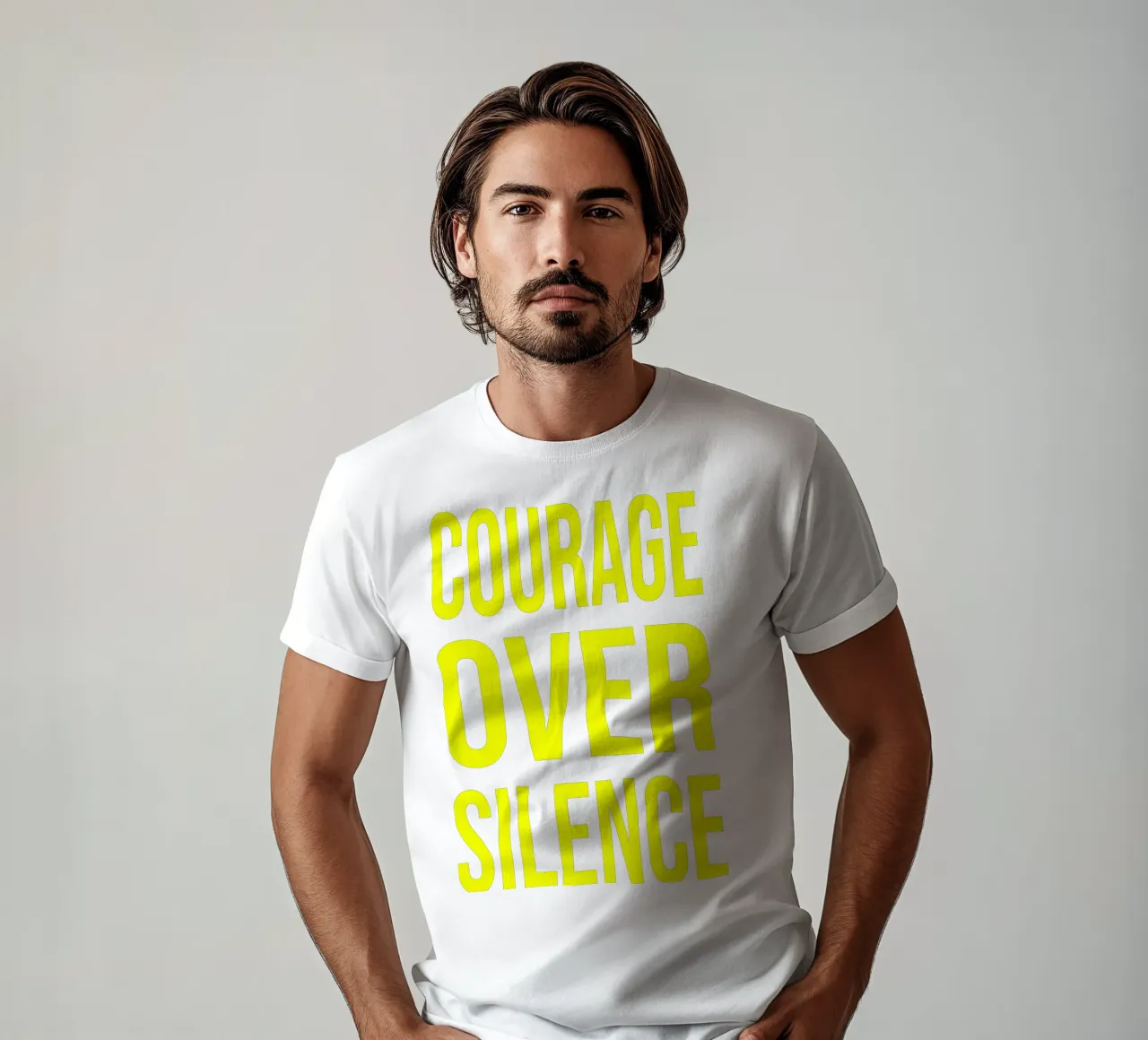 OVER series- bold letters, brave values (5 colors) t-shirt da FRICKE DESIGN
