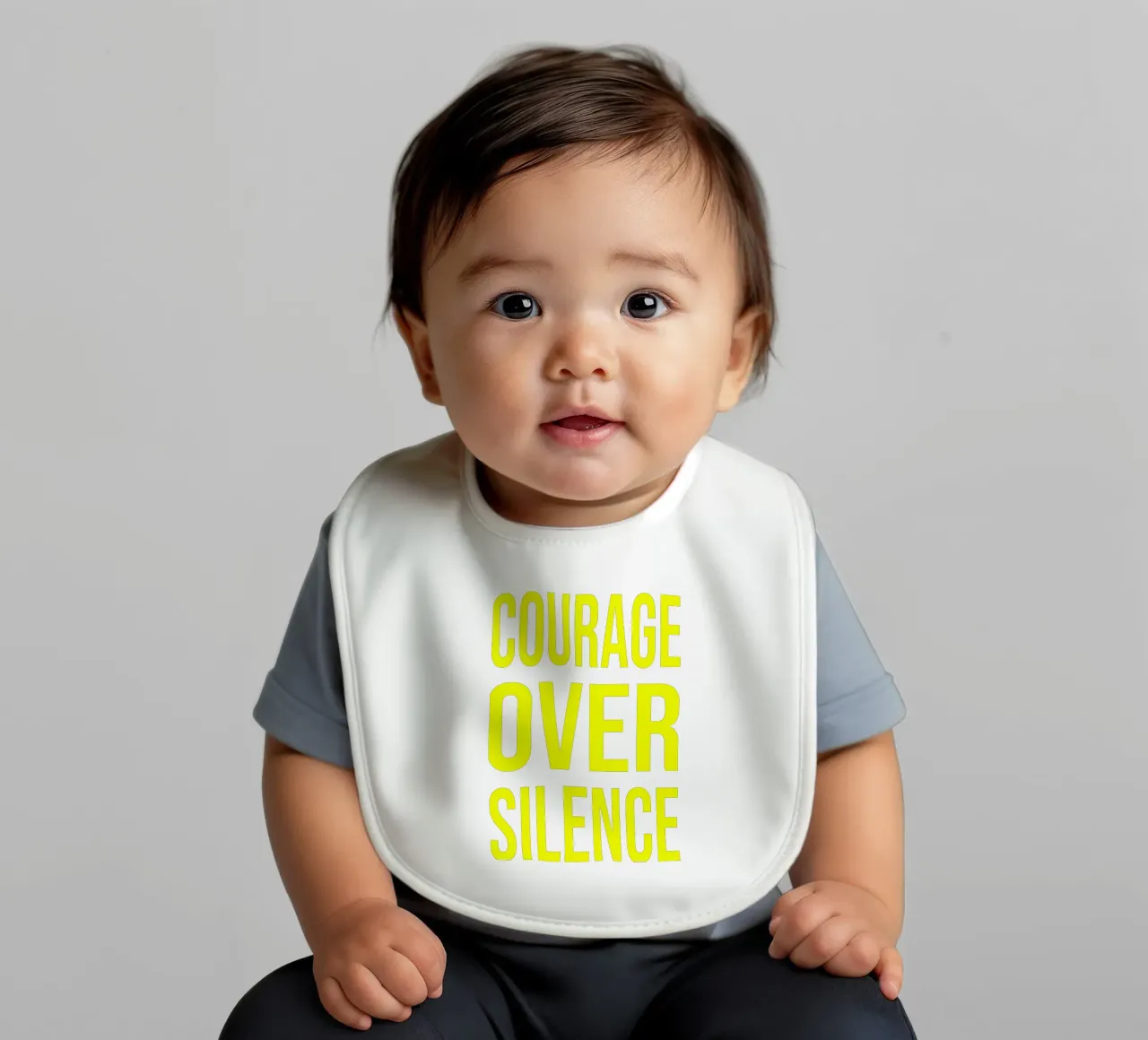 OVER series- bold letters, brave values (5 colors) bavaglino da FRICKE DESIGN