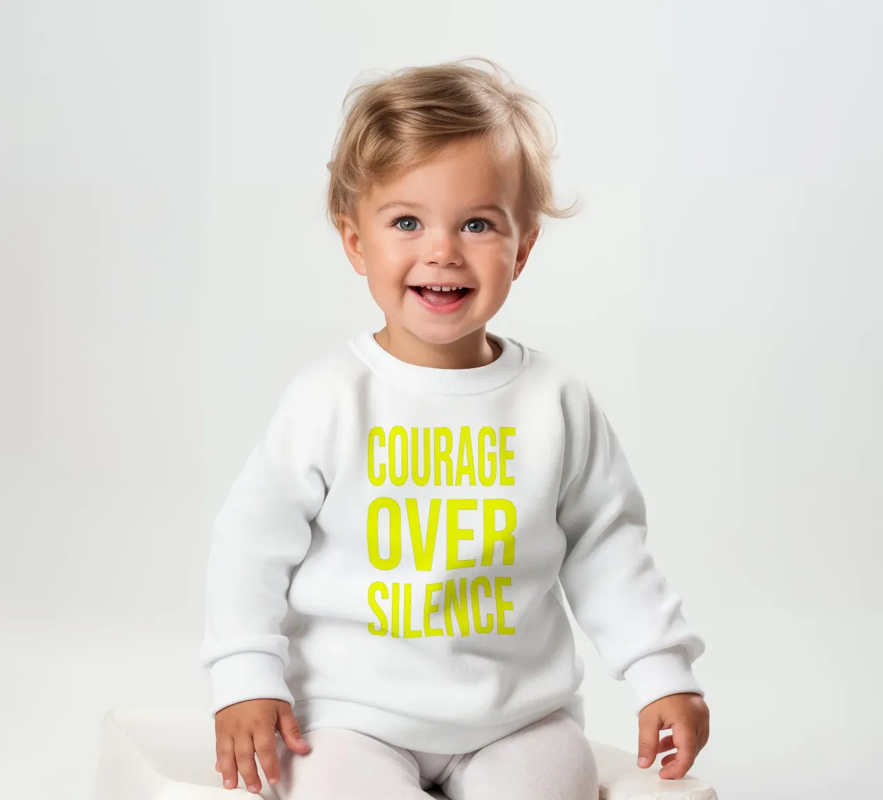 OVER series- bold letters, brave values (5 colors) felpa neonato da FRICKE DESIGN