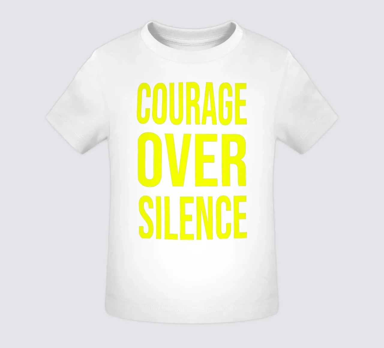 OVER series- bold letters, brave values (5 colors) maglietta neonato da FRICKE DESIGN