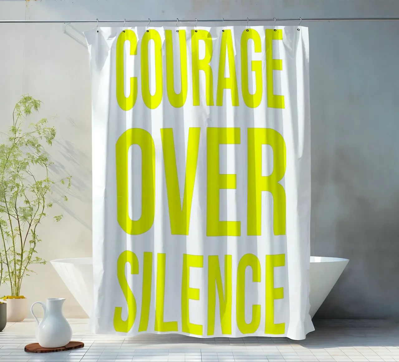 OVER series- bold letters, brave values (5 colors) tenda da doccia da FRICKE DESIGN