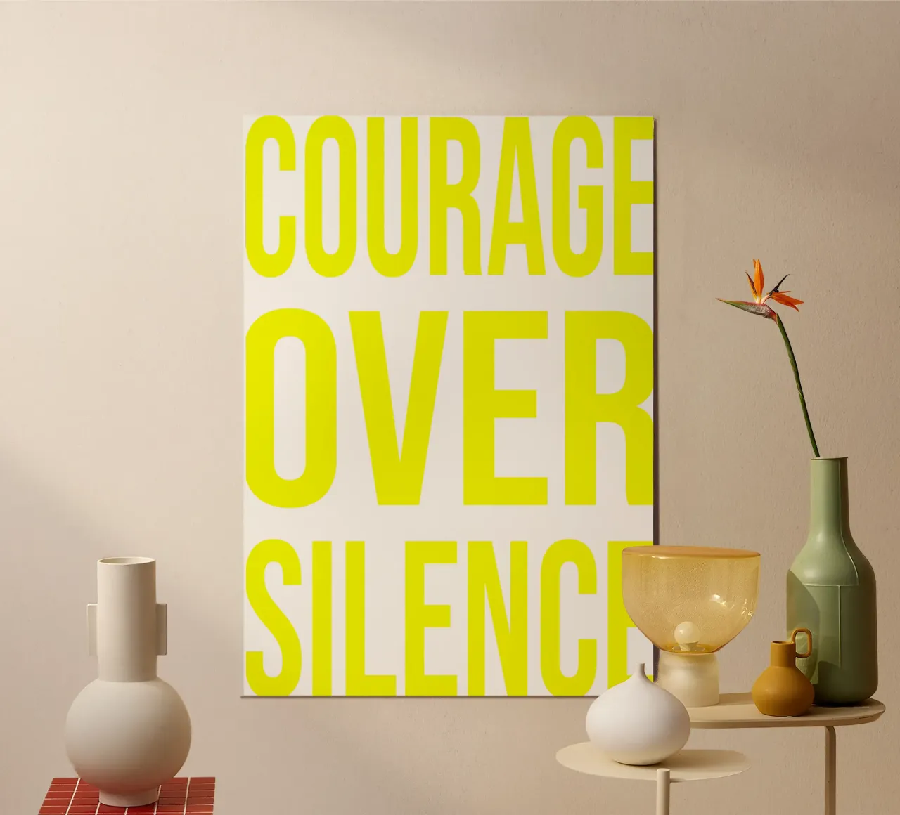 OVER series- bold letters, brave values (5 colors) pannello forex da FRICKE DESIGN