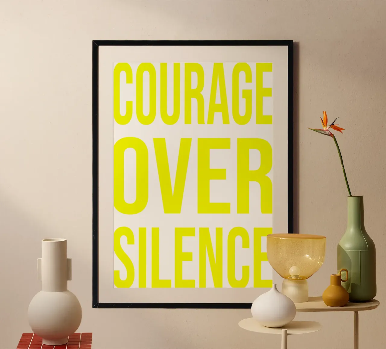 OVER series- bold letters, brave values (5 colors) poster da FRICKE DESIGN