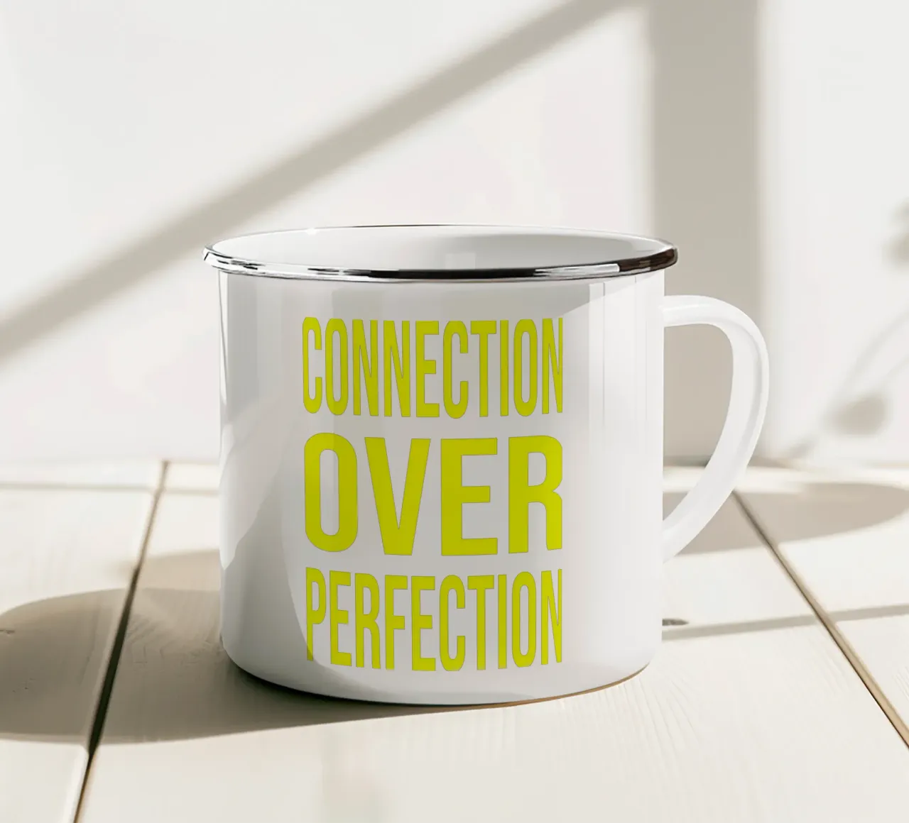 series part 6 "connection over perfection"(5 color avail) emaille mok van FRICKE DESIGN