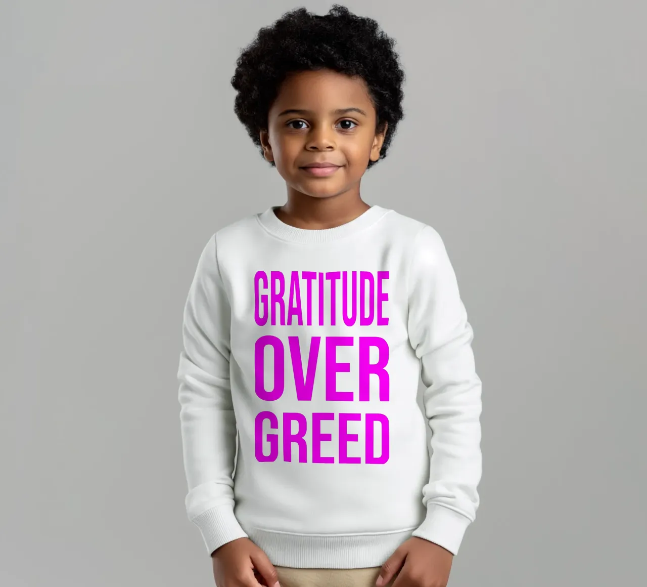 OVER series- bold letters, brave values (5 colors) felpa bambino da FRICKE DESIGN