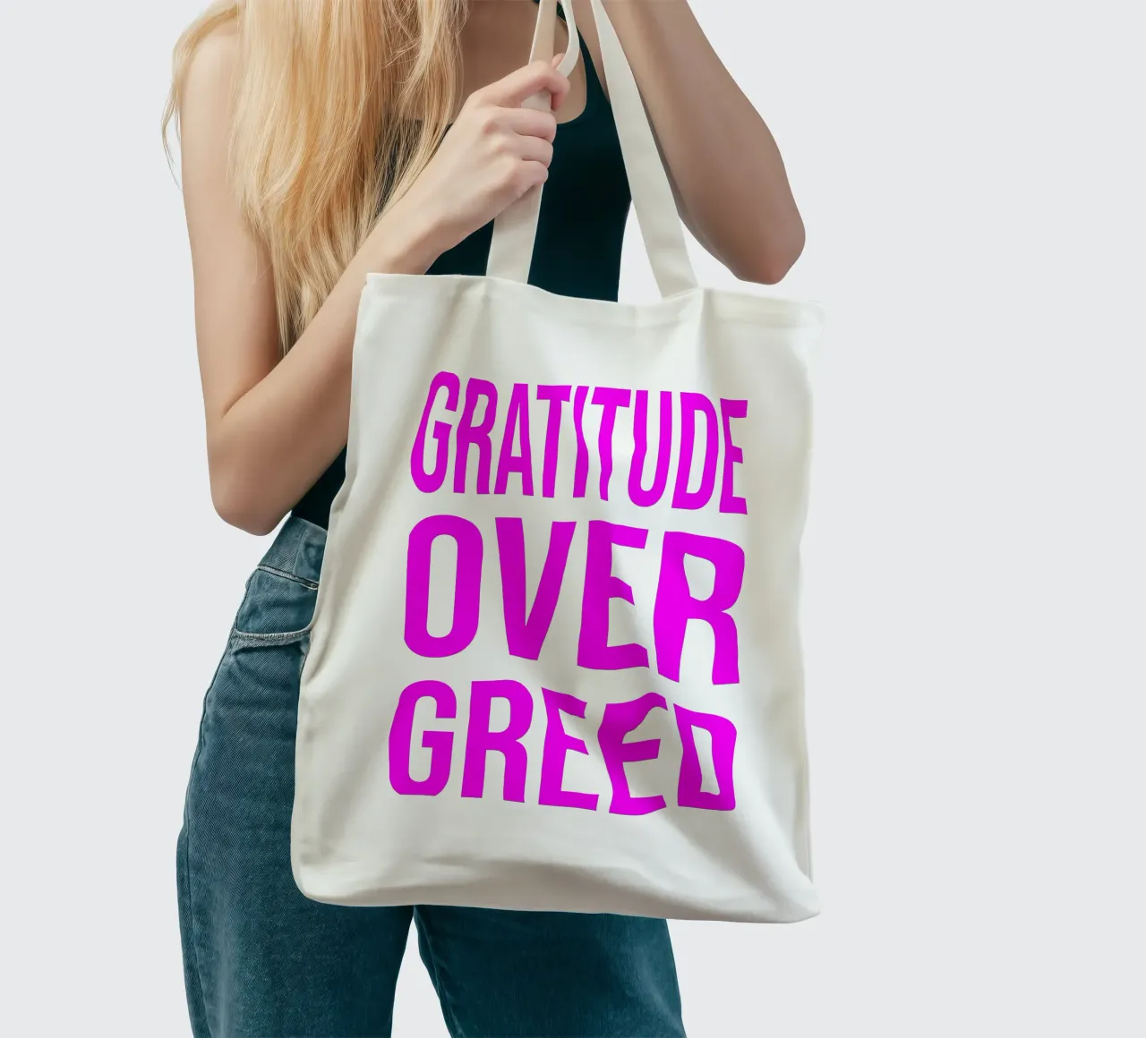 OVER series- bold letters, brave values (5 colors) borsa in juta da FRICKE DESIGN