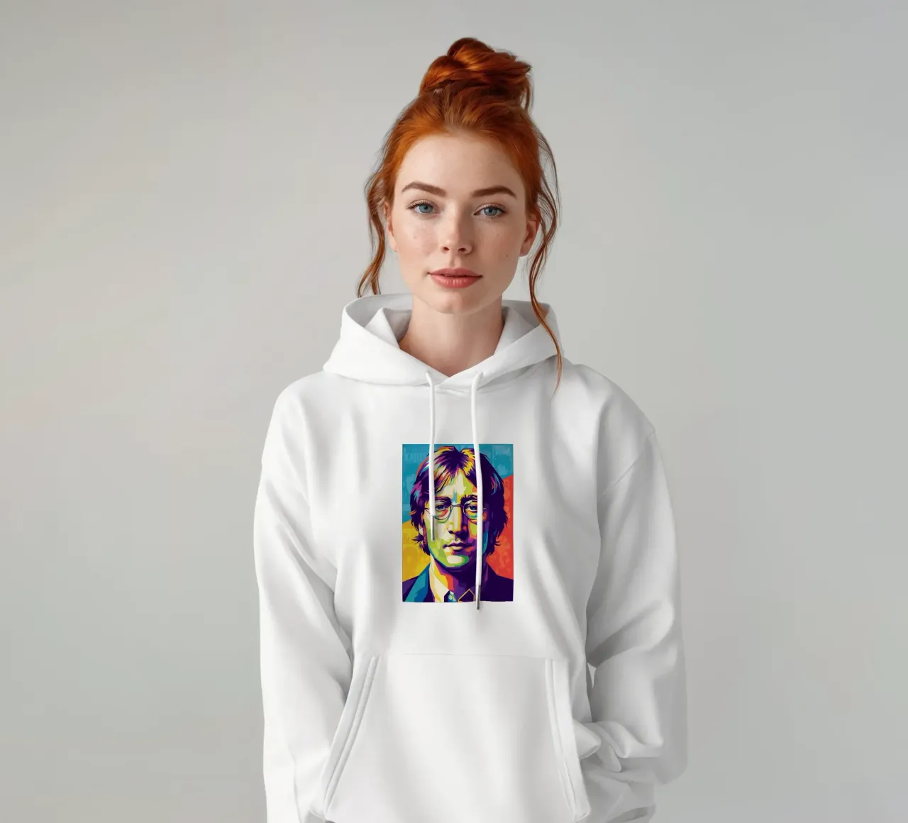 John Lennon colorato pop art felpa con cappuccio da Hantamrata