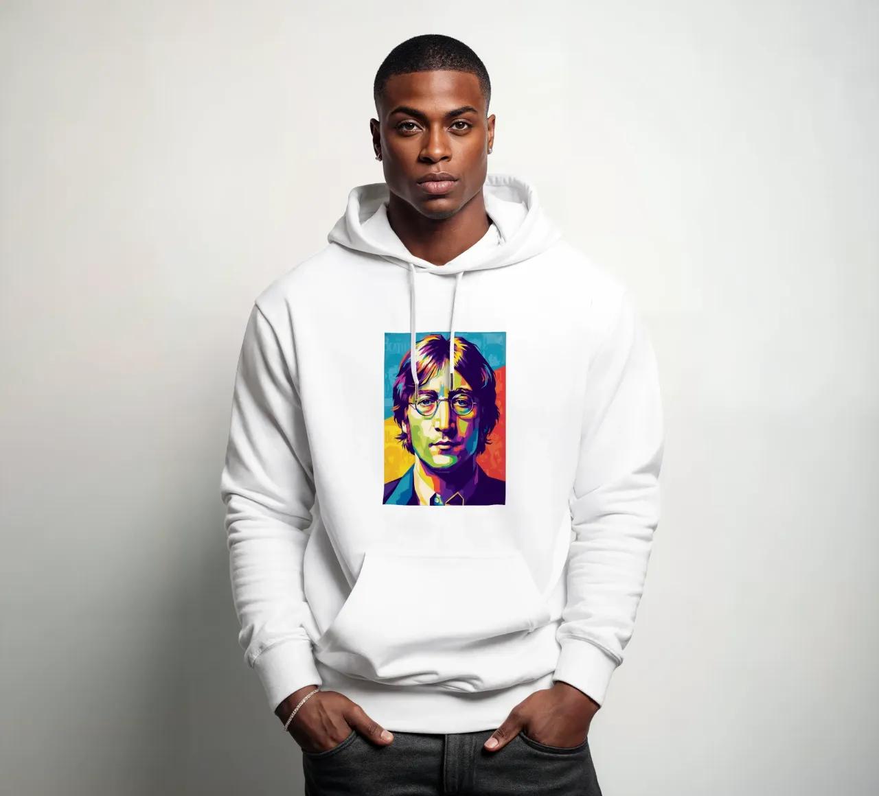 John Lennon colorato pop art felpa con cappuccio da Hantamrata