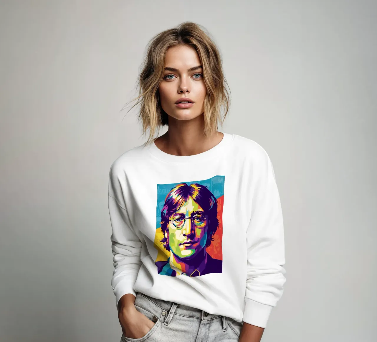 John Lennon colorato pop art felpa da Hantamrata