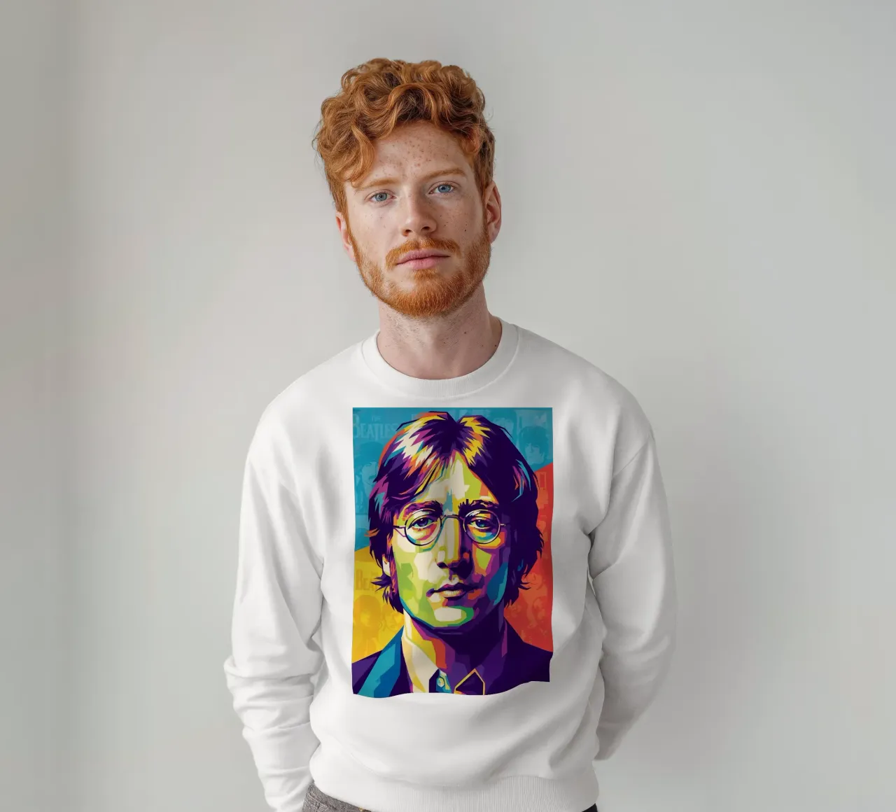 John Lennon colorato pop art felpa da Hantamrata