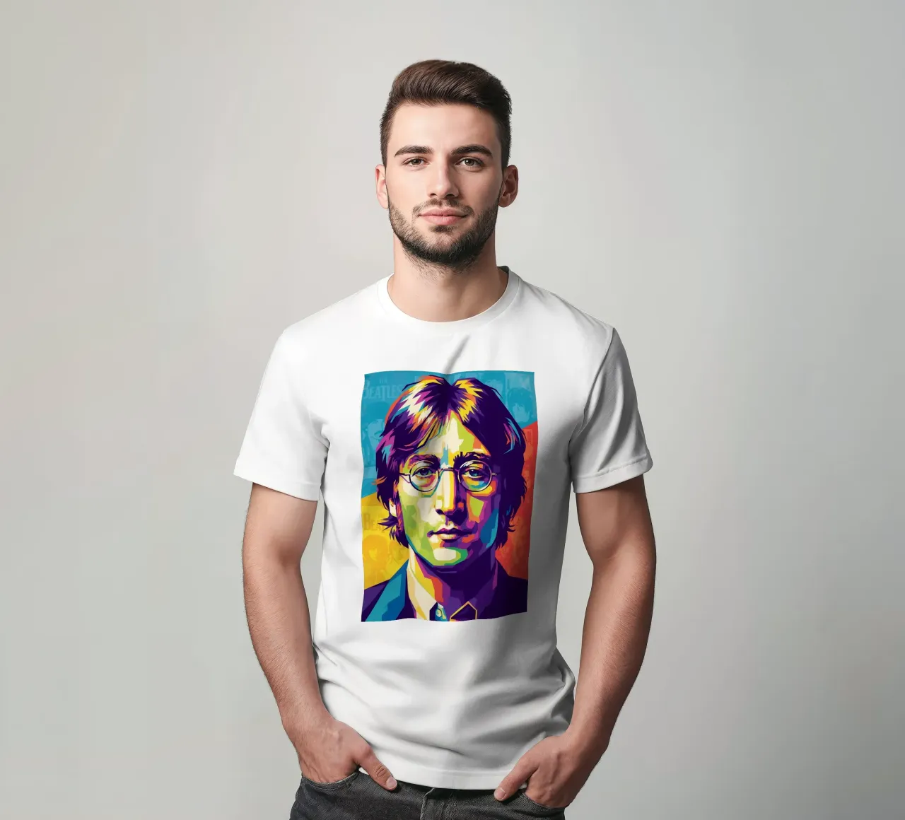 John Lennon colorato pop art t-shirt da Hantamrata